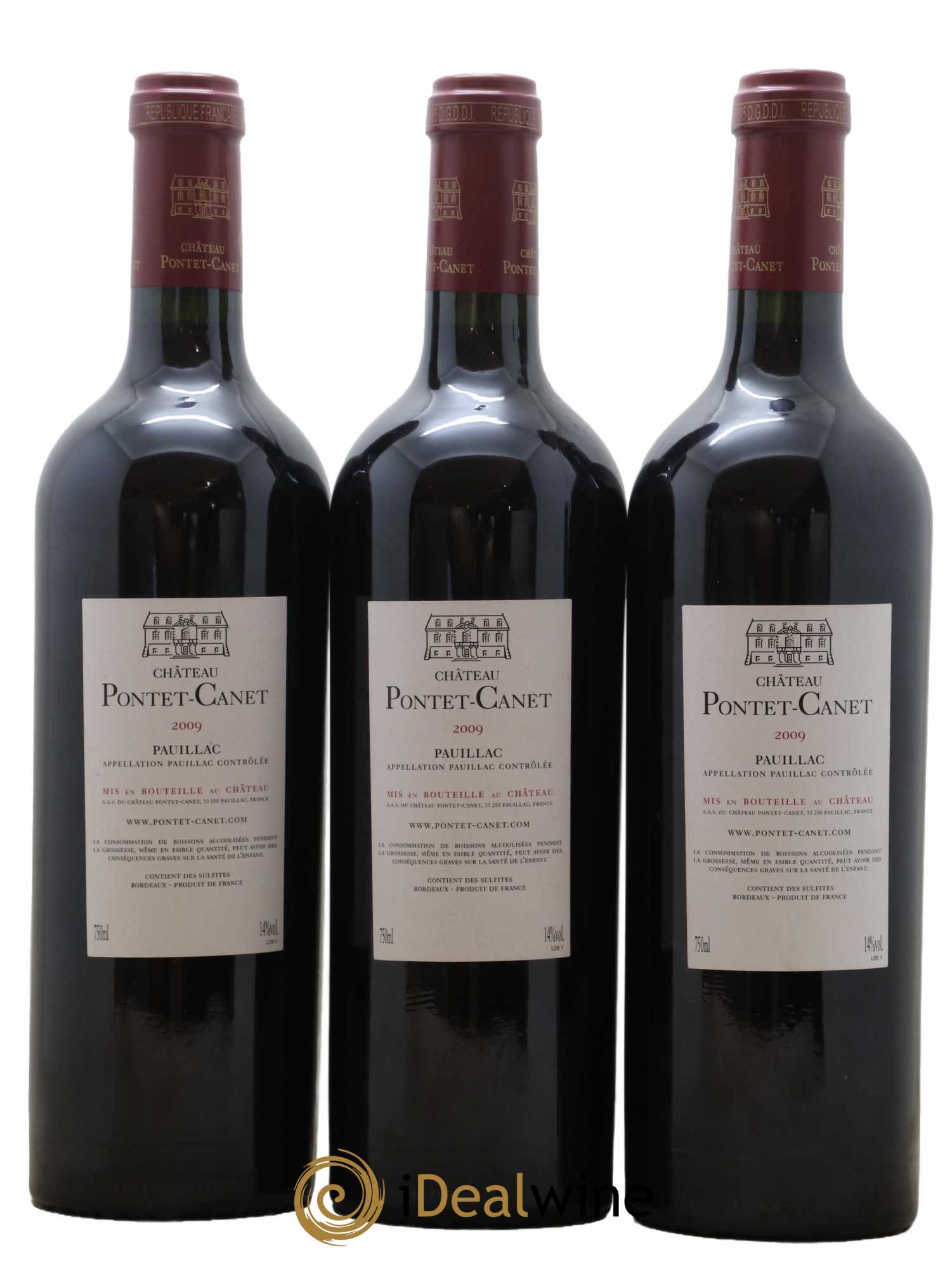 Château Pontet Canet 5ème Grand Cru Classé 2009 - Lot de 3 bouteilles - 1