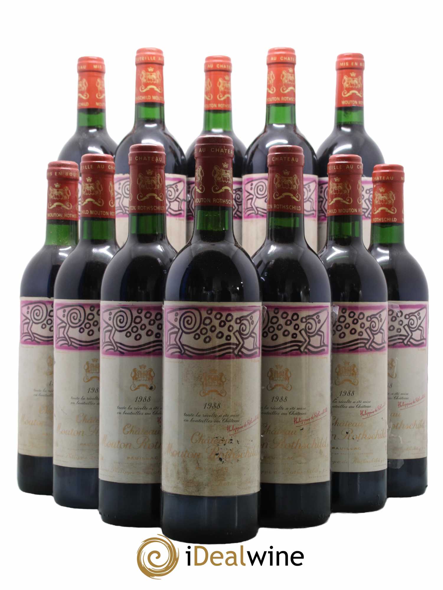 Château Mouton Rothschild 1er Grand Cru Classé 1988 - Lot de 12 bouteilles - 0