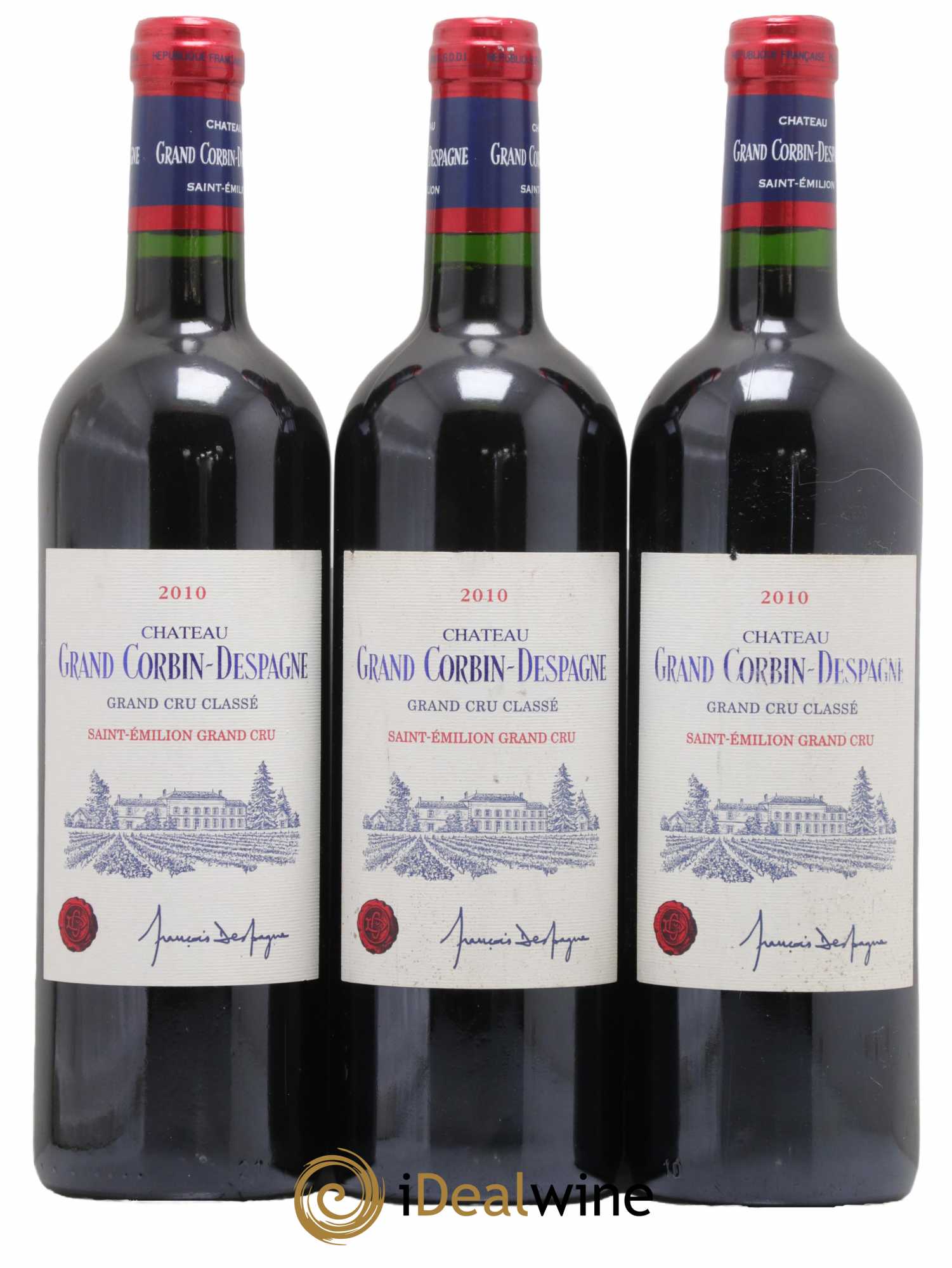 Château Grand Corbin Despagne Grand Cru Classé 2010 - Lot de 3 bouteilles - 0