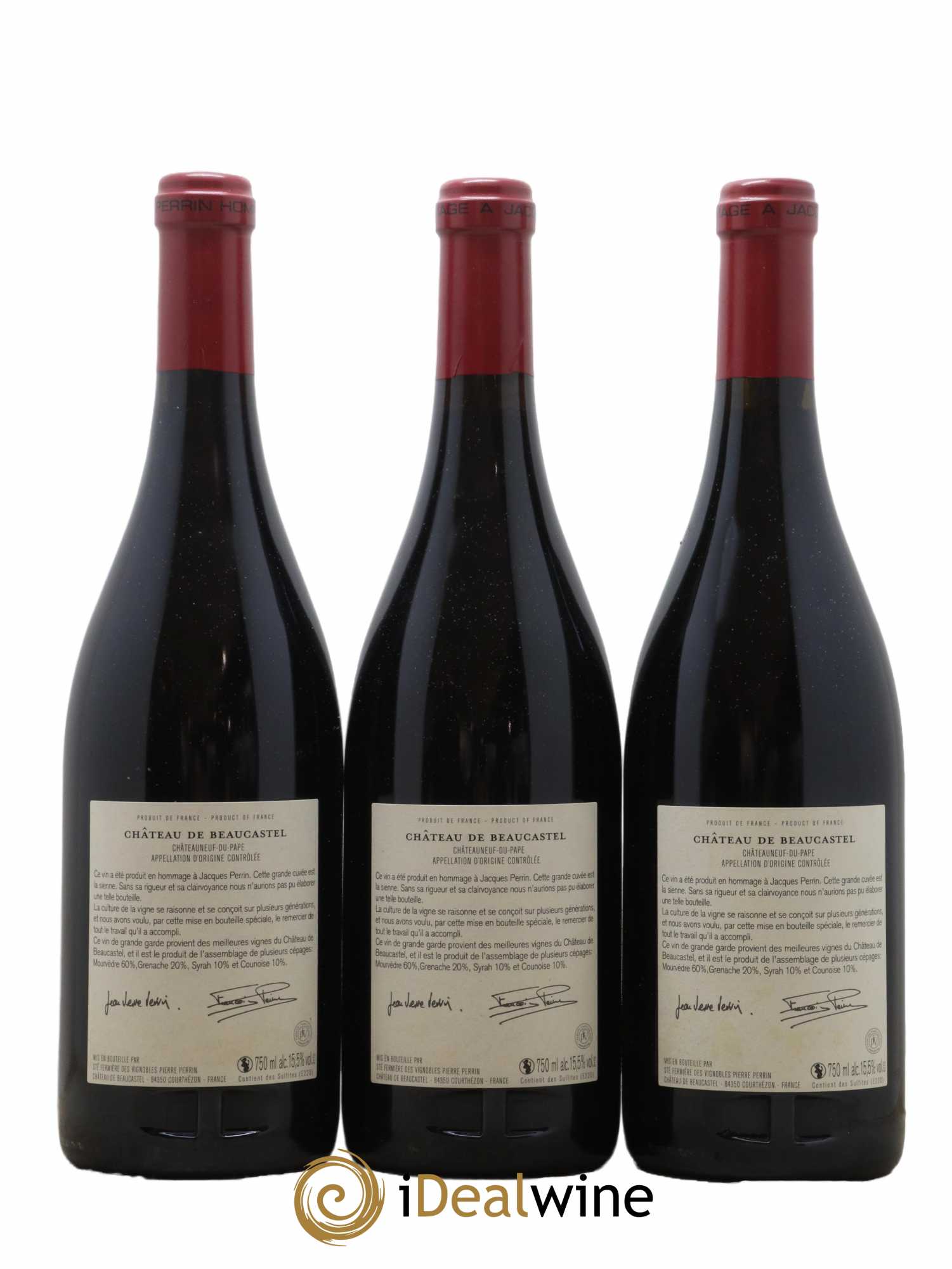 Châteauneuf-du-Pape Château de Beaucastel Hommage à Jacques Perrin Famille Perrin 2012 - Lot of 3 bottles - 1