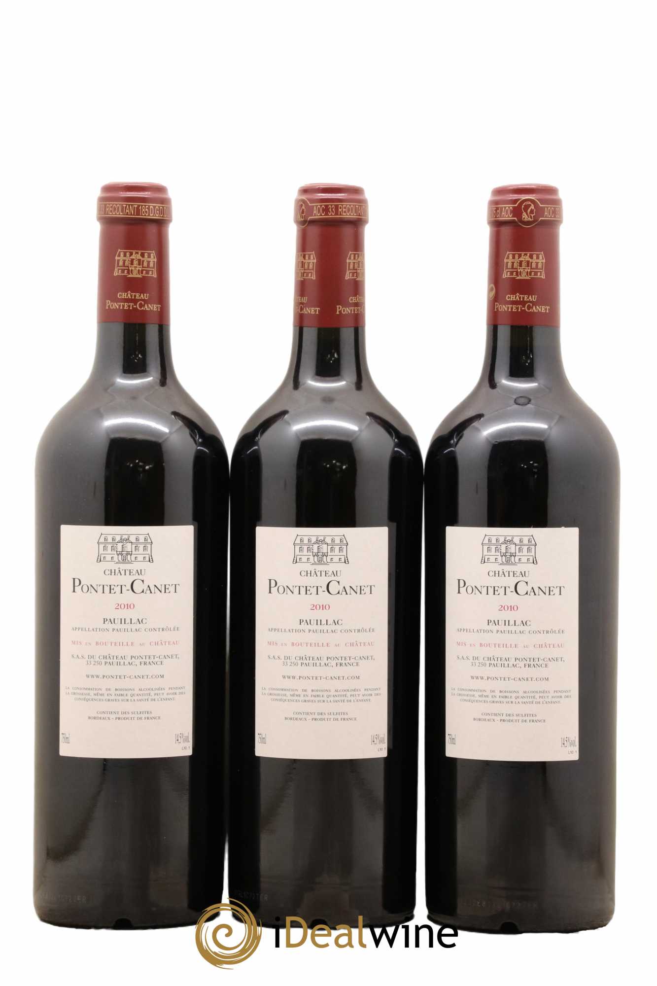 Château Pontet Canet 5ème Grand Cru Classé 2010 - Lot de 3 bouteilles - 1