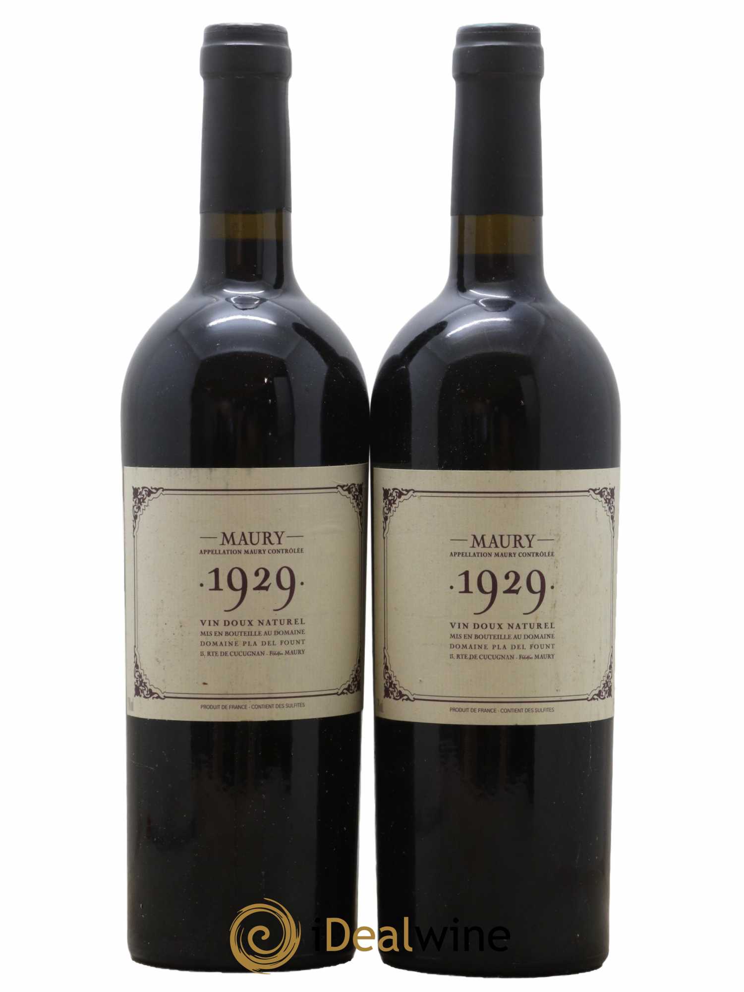 Maury Pla del Fount (Domaine) 1929 - Lot de 2 bouteilles - 0