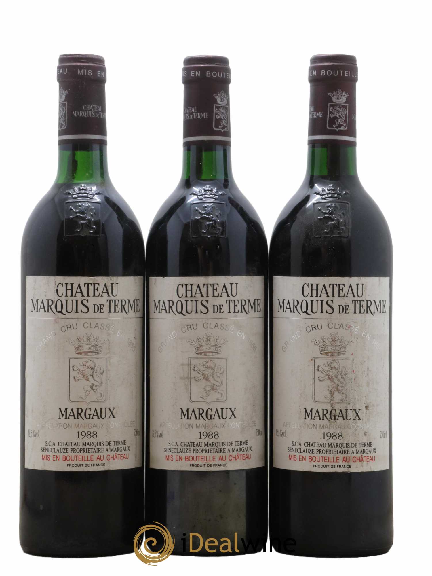 Château Marquis de Terme 4ème Grand Cru Classé 1988 - Lot de 3 bouteilles - 0