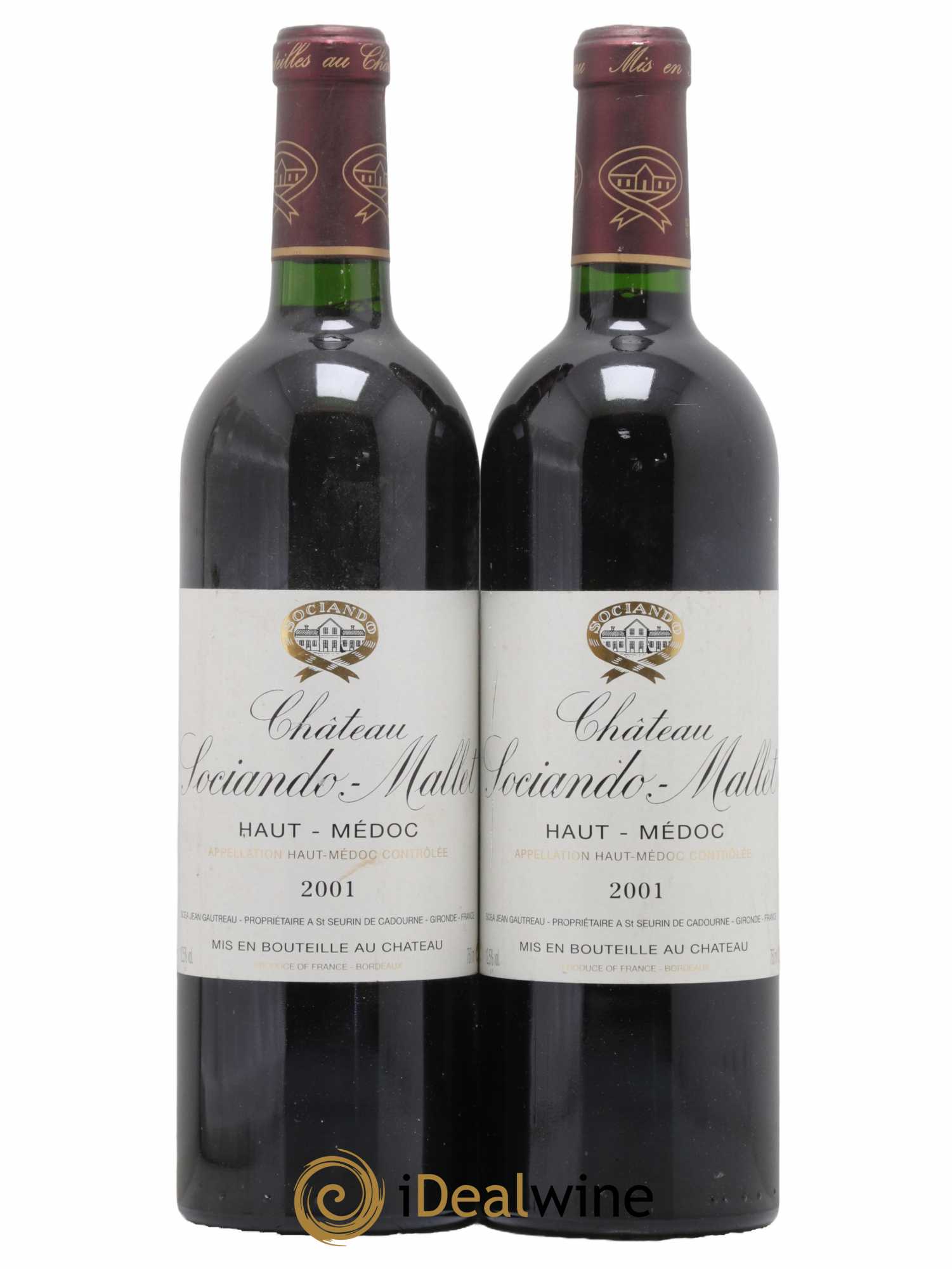 Château Sociando Mallet 2001 - Lot de 2 bouteilles - 0