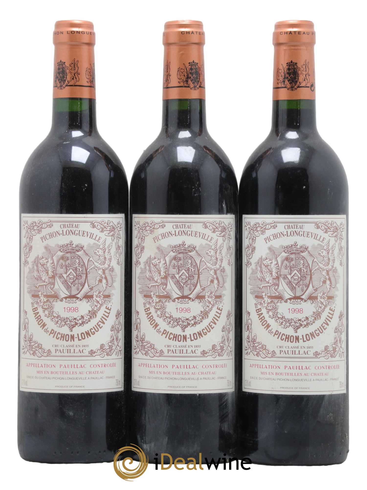Pichon Longueville Baron 2ème Grand Cru Classé 1998 - Lot de 3 bouteilles - 0