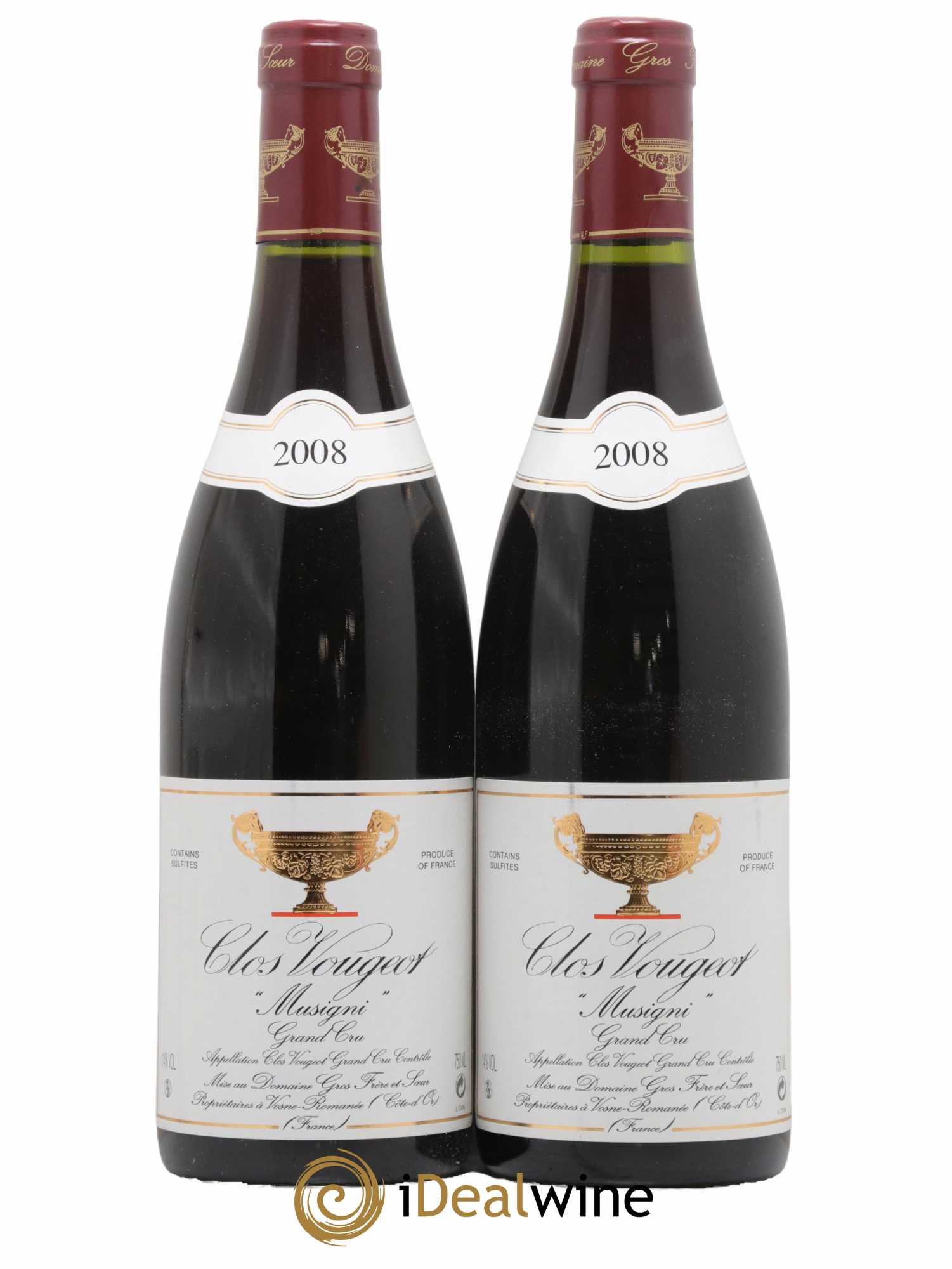 Clos de Vougeot Grand Cru Musigni Gros Frère & Soeur 2008 - Lot de 2 bouteilles - 0