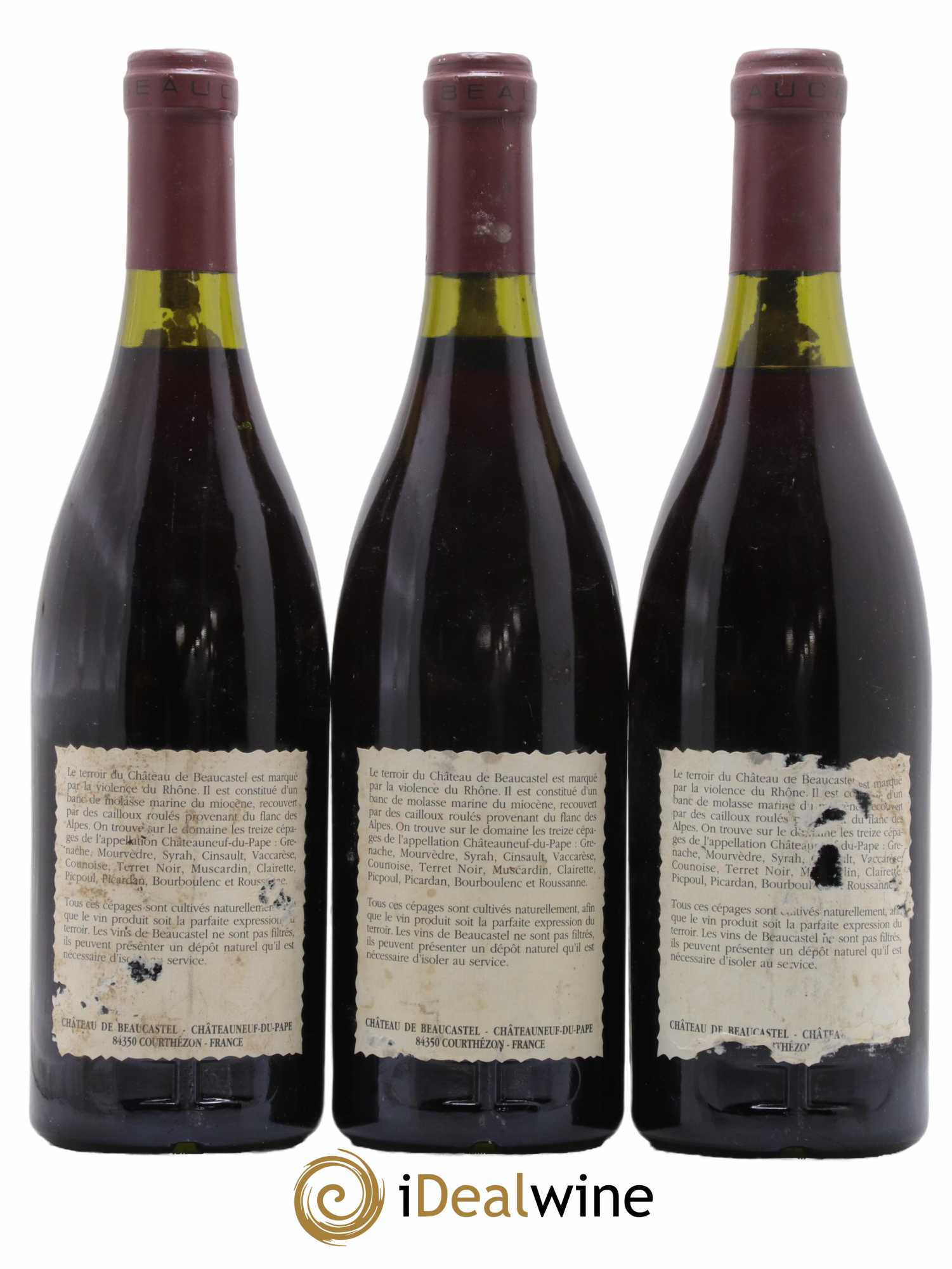 Châteauneuf-du-Pape Château de Beaucastel Famille Perrin 1990 - Lot de 3 bouteilles - 1