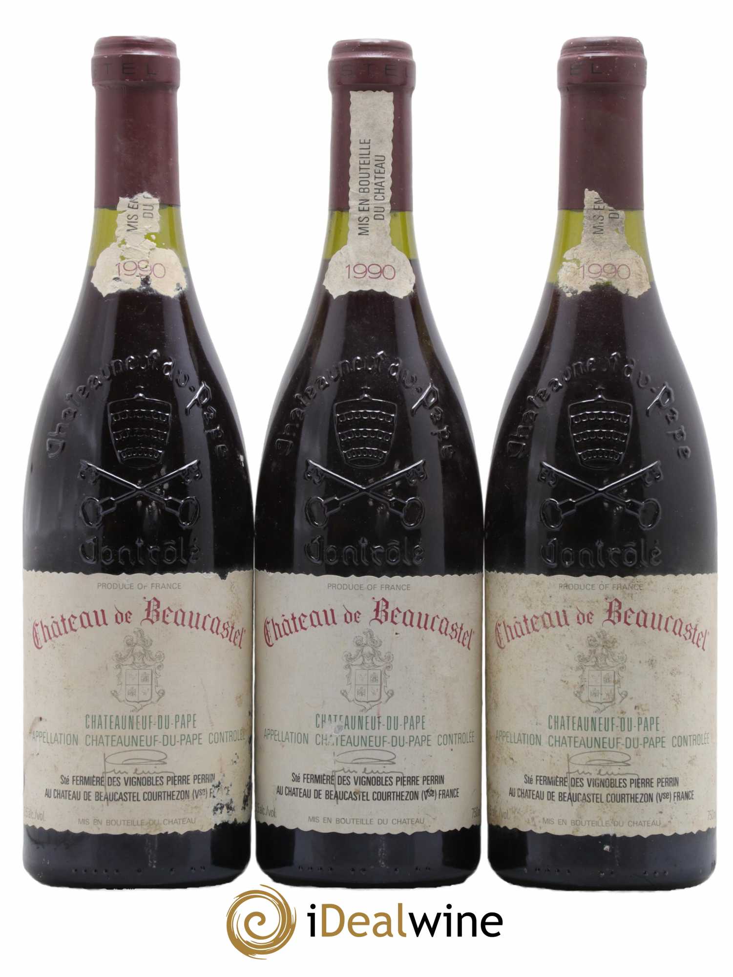 Châteauneuf-du-Pape Château de Beaucastel Famille Perrin 1990 - Lot de 3 bouteilles - 0