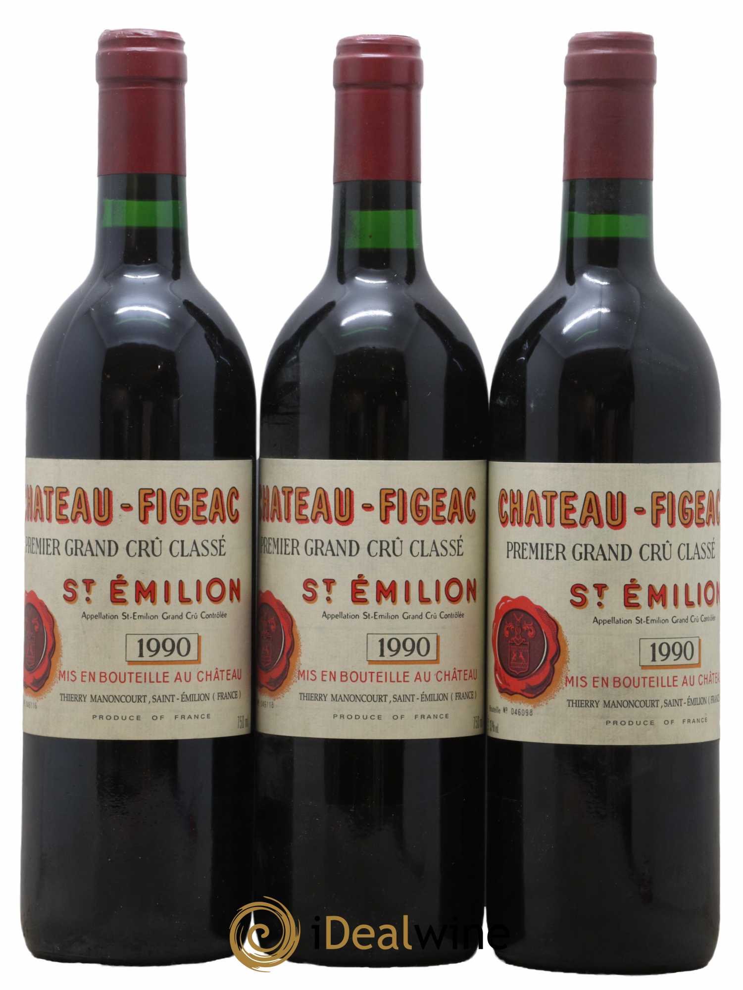 Château Figeac 1er Grand Cru Classé A 1990 - Lot de 3 bouteilles - 0