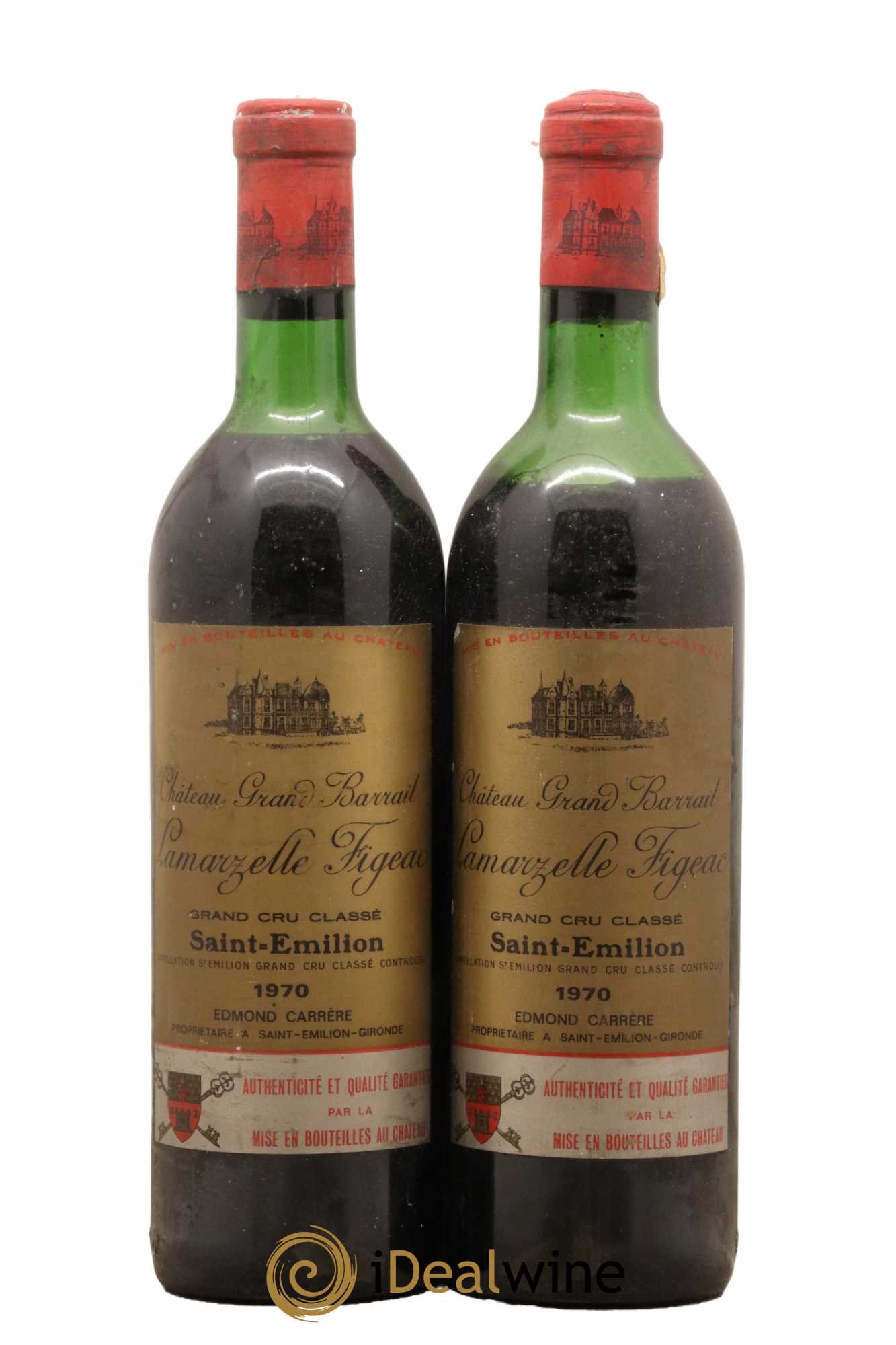 Château Grand Barrail Lamarzelle Figeac Grand Cru Classé 1970 - Lotto di 2 bottiglie - 0