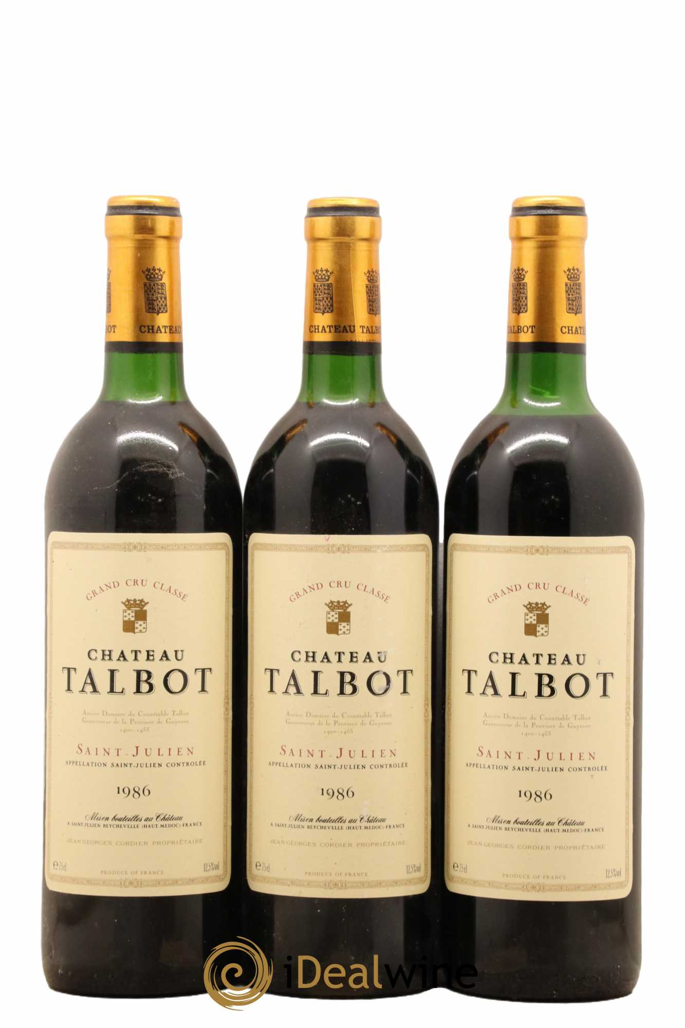 Château Talbot 4ème Grand Cru Classé 1986 - Lot de 3 bouteilles - 0