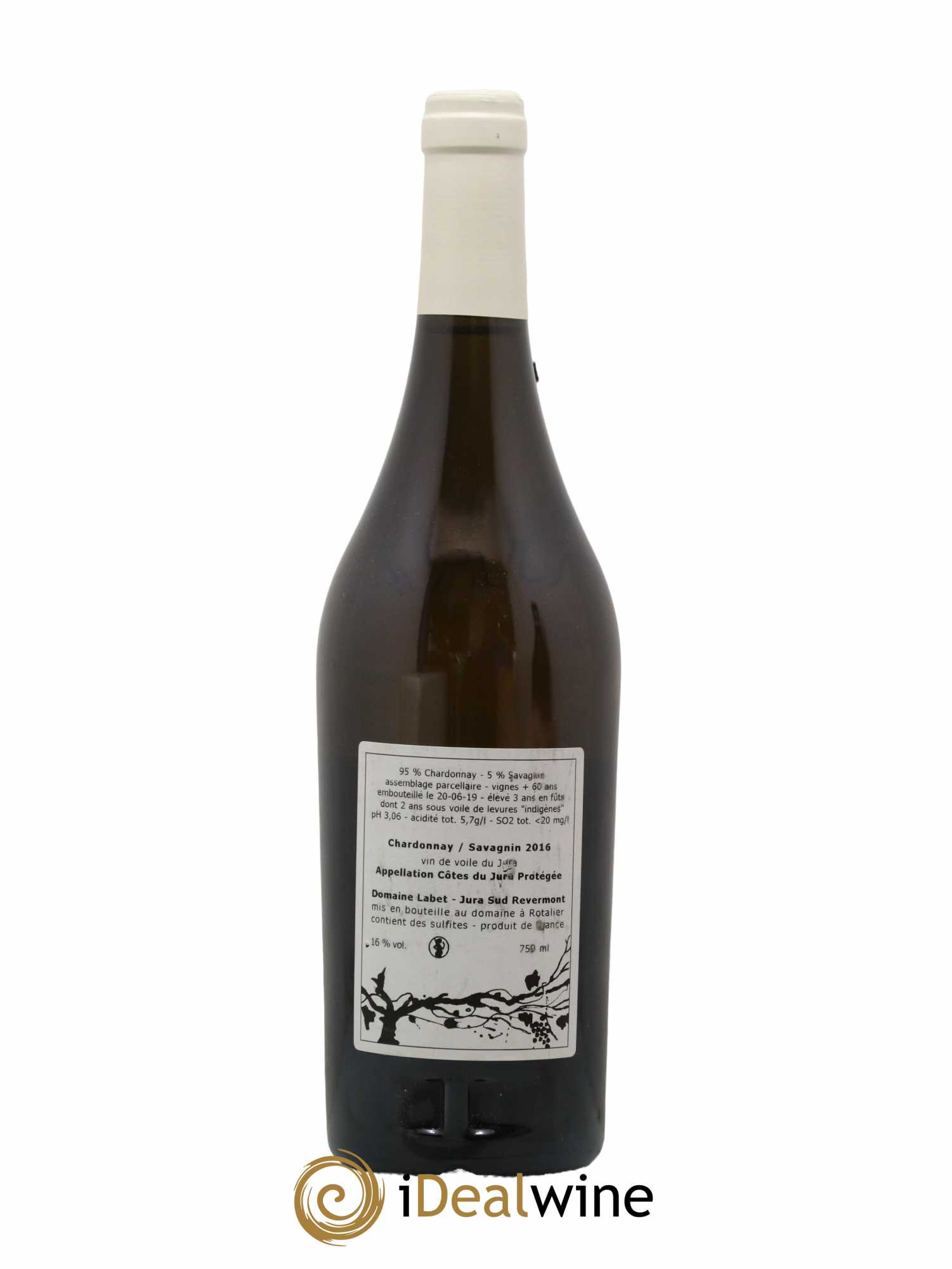 Côtes du Jura Vin de Voile Chardonnay-Savagnin cuvée de garde Romain - Julien  - Charline Labet 2016 - Lot de 1 bouteille - 1