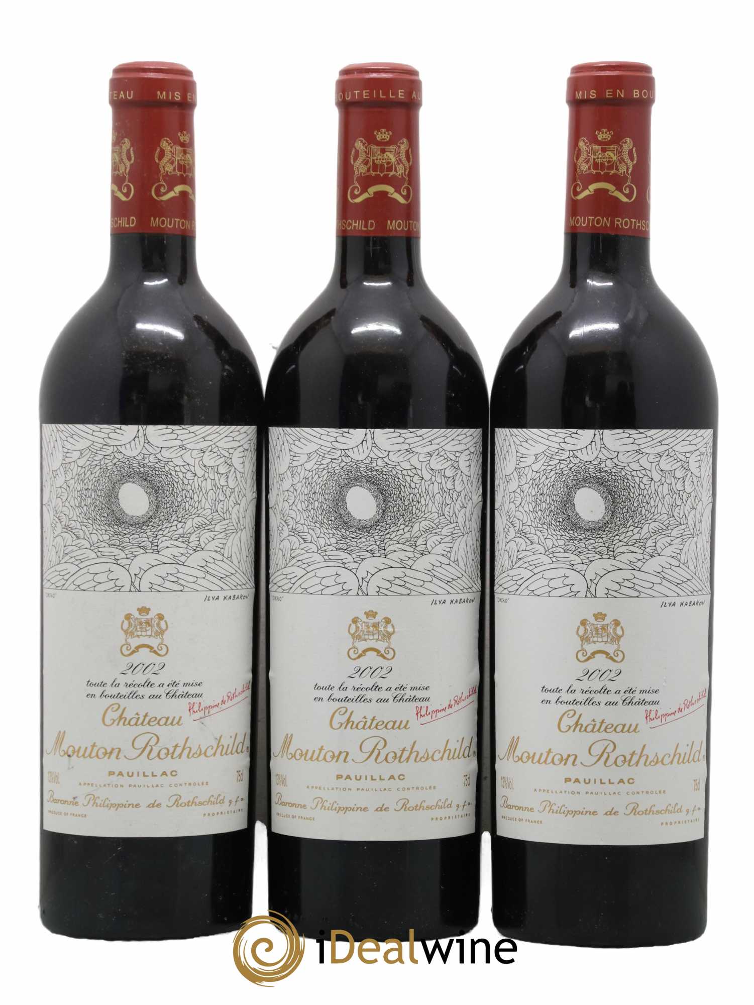 Château Mouton Rothschild 1er Grand Cru Classé 2002 - Lot de 3 bouteilles - 0
