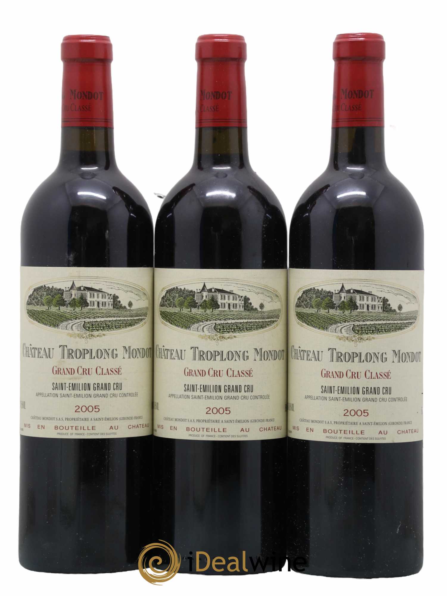 Château Troplong Mondot 1er Grand Cru Classé B 2005 - Lot de 3 bouteilles - 0