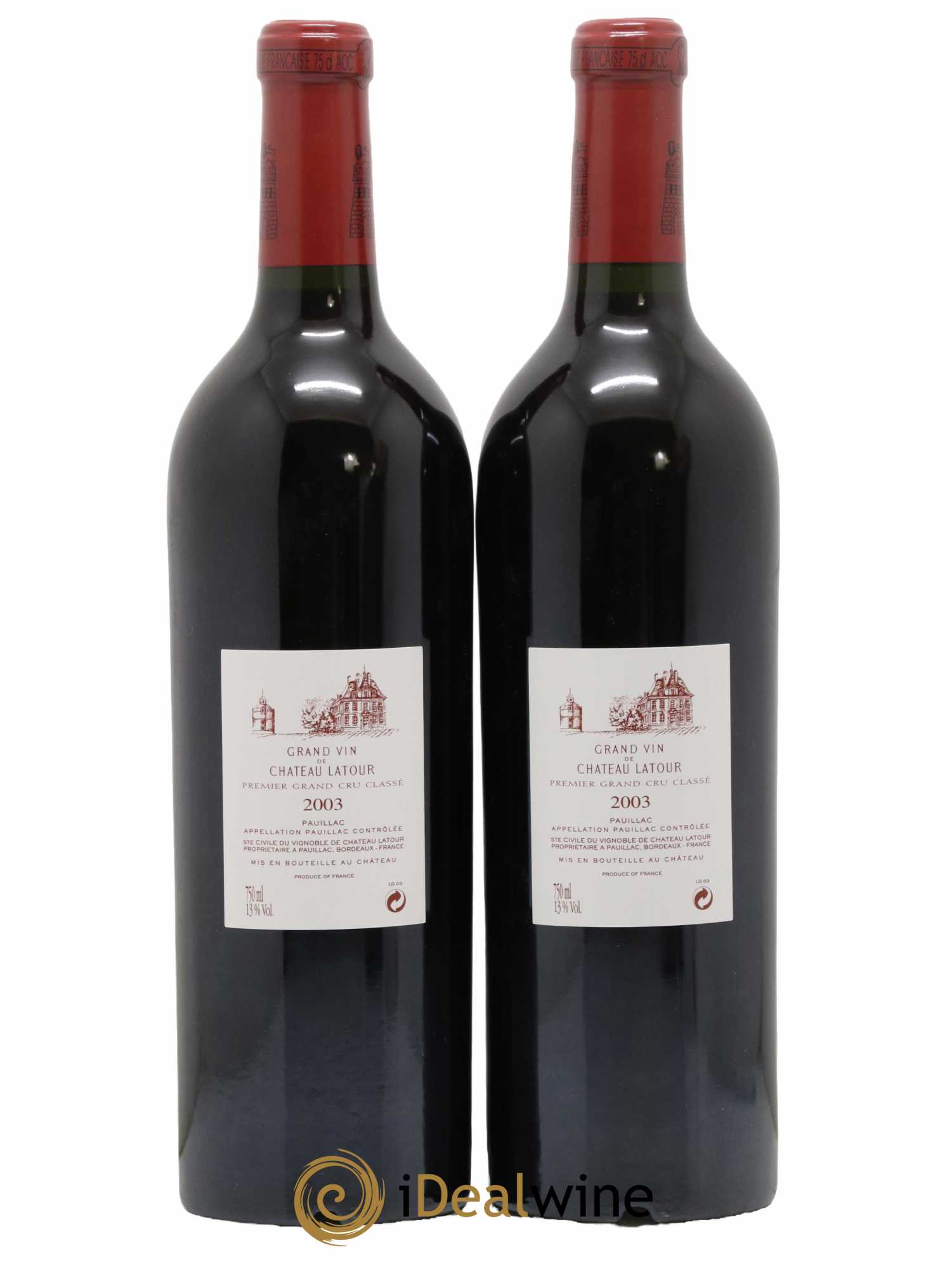 Château Latour 1er Grand Cru Classé 2003 - Lot de 2 bouteilles - 1