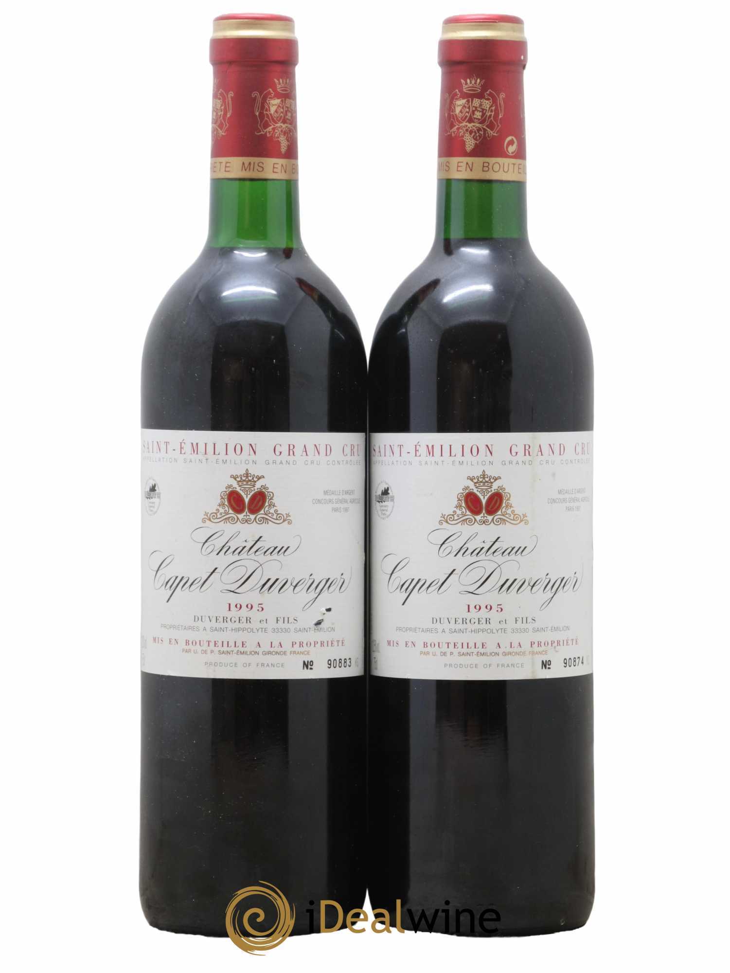 Saint-Émilion Grand Cru Chateau Lapet Duverger 1995 - Lot de 2 bouteilles - 0