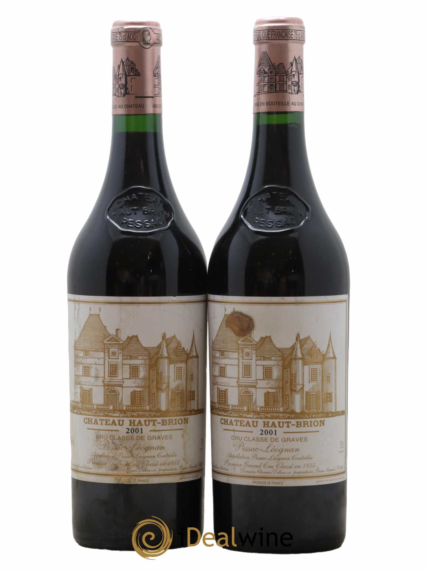 Château Haut Brion 1er Grand Cru Classé 2001 - Lot de 2 bouteilles - 0