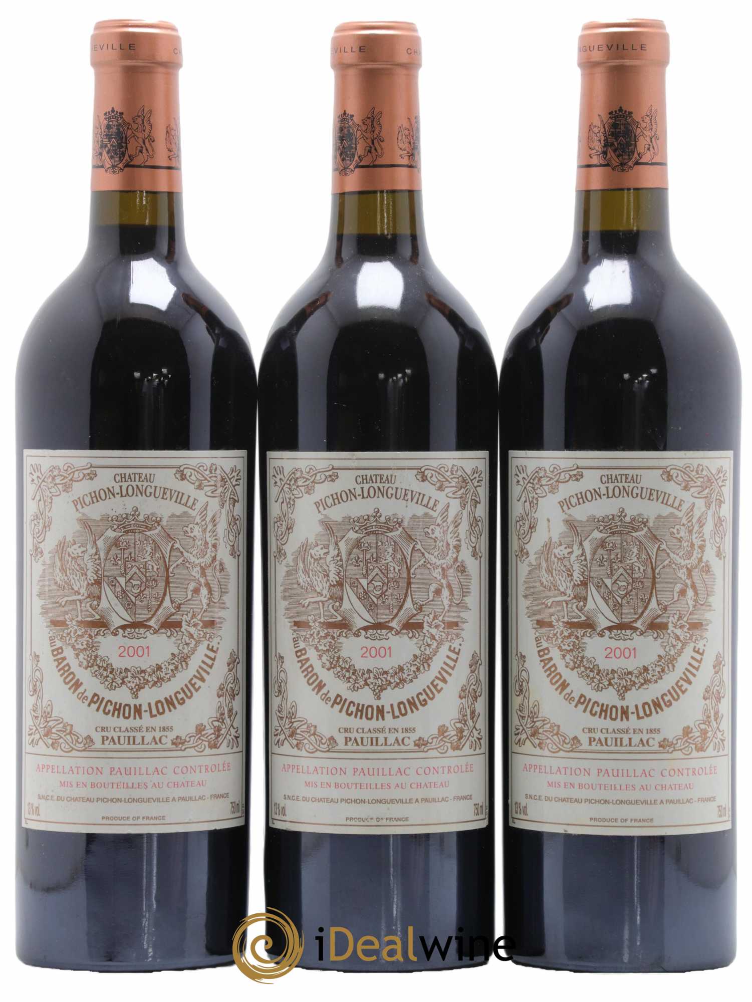 Pichon Longueville Baron 2ème Grand Cru Classé 2001 - Lot de 3 bouteilles - 0