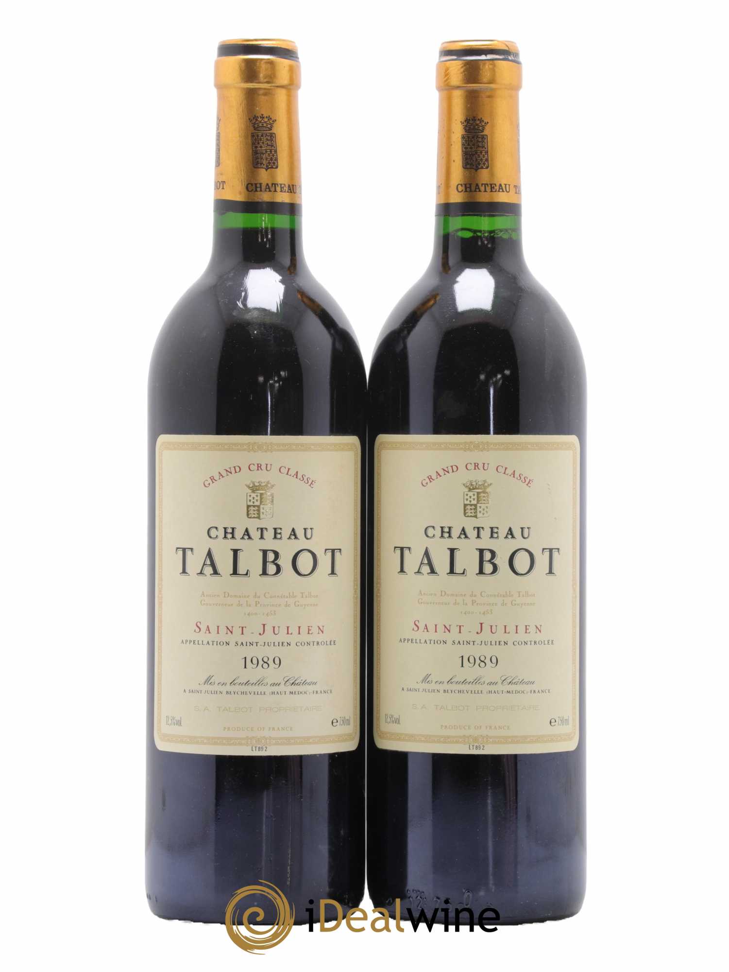 Château Talbot 4ème Grand Cru Classé 1989 - Lot de 2 bouteilles - 0