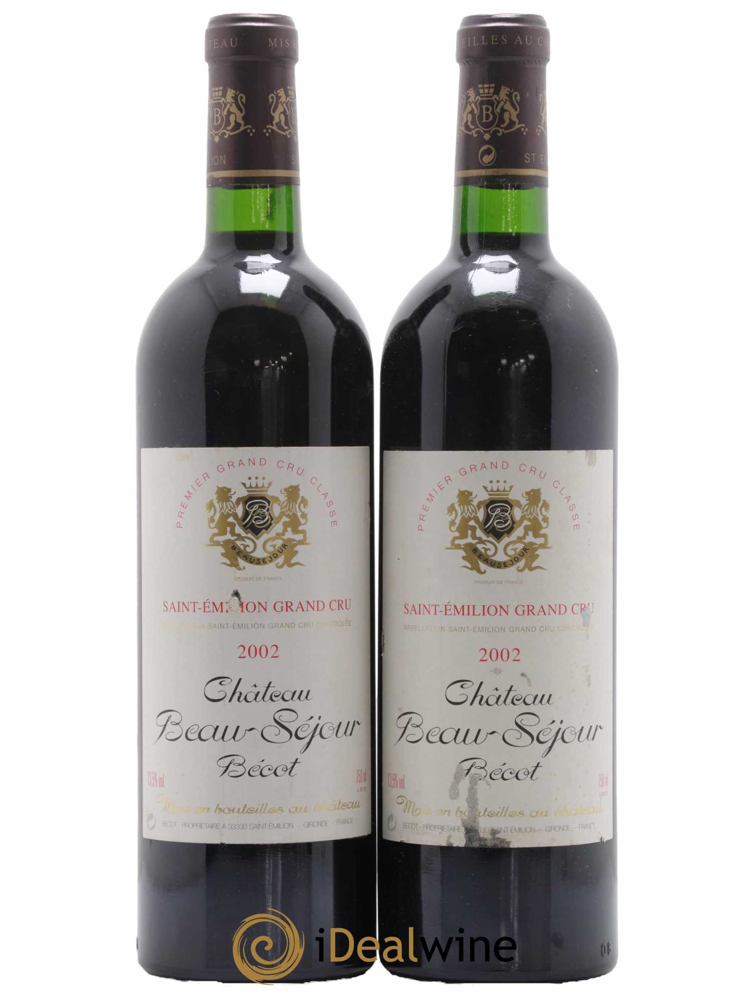 Château Beau-Séjour Bécot 1er Grand Cru Classé B 2002 - Lot de 2 bouteilles - 0
