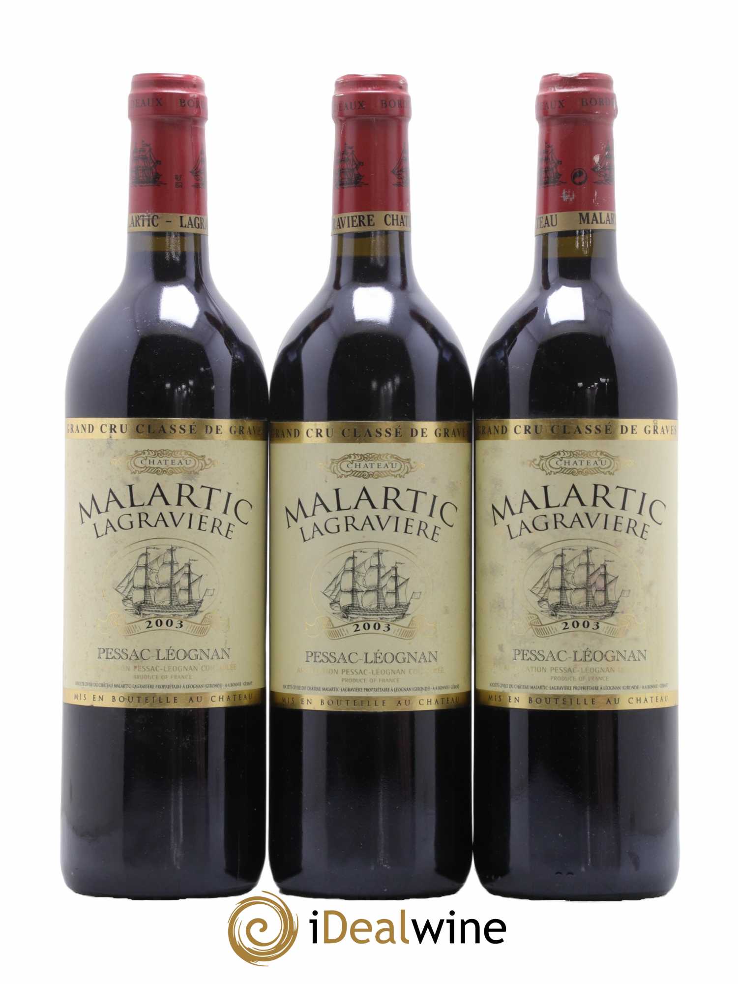 Château Malartic-Lagravière Cru Classé de Graves 2003 - Lot de 3 bouteilles - 0