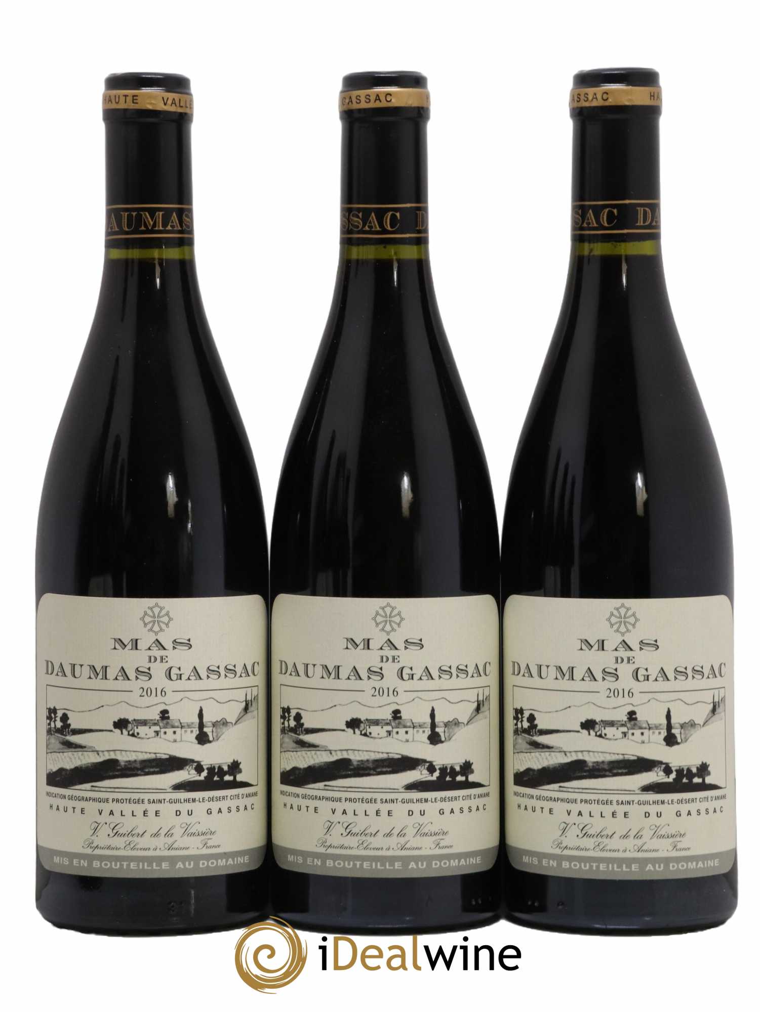 Saint-Guilhem-le-Désert - Cité d'Aniane Mas Daumas Gassac Famille Guibert de La Vaissière 2016 - Lot de 3 bouteilles - 0