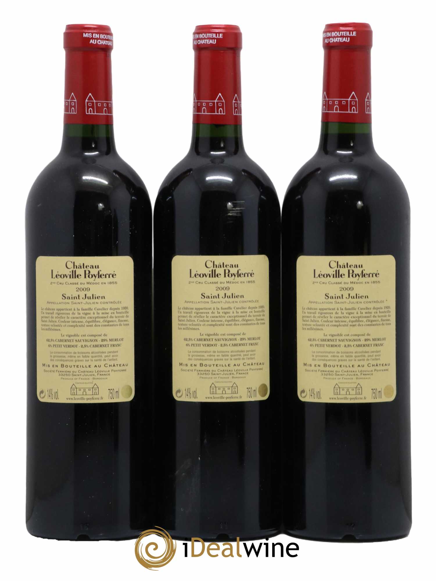 Château Léoville Poyferré 2ème Grand Cru Classé 2009 - Lot de 3 bouteilles - 1