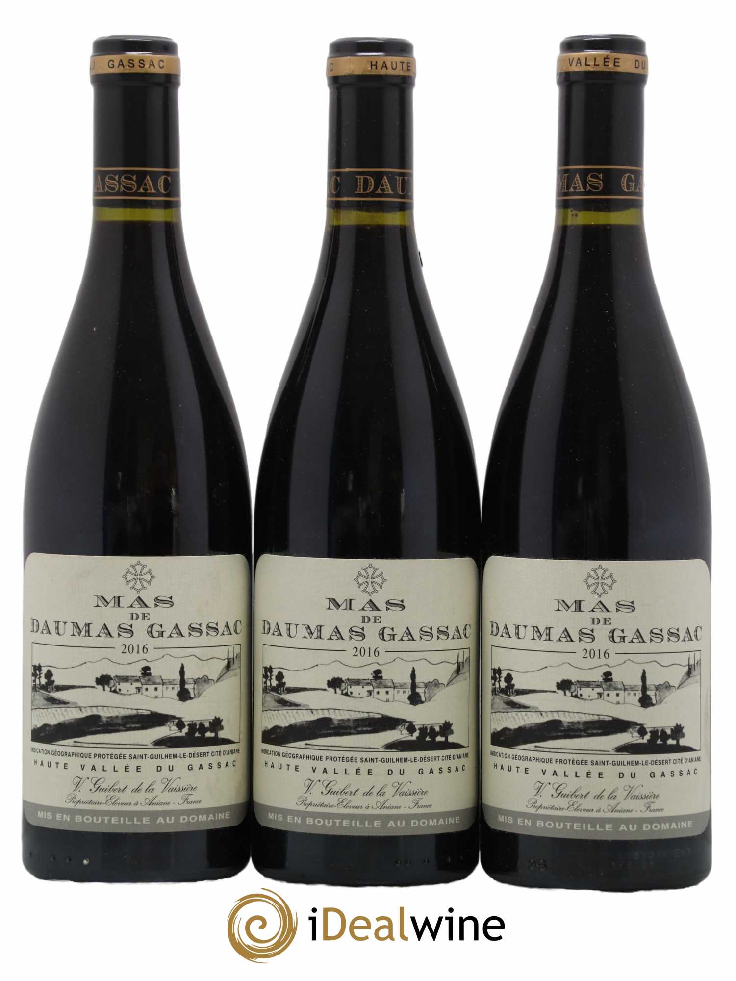 Saint-Guilhem-le-Désert - Cité d'Aniane Mas Daumas Gassac Famille Guibert de La Vaissière 2016 - Lot de 3 bouteilles - 0