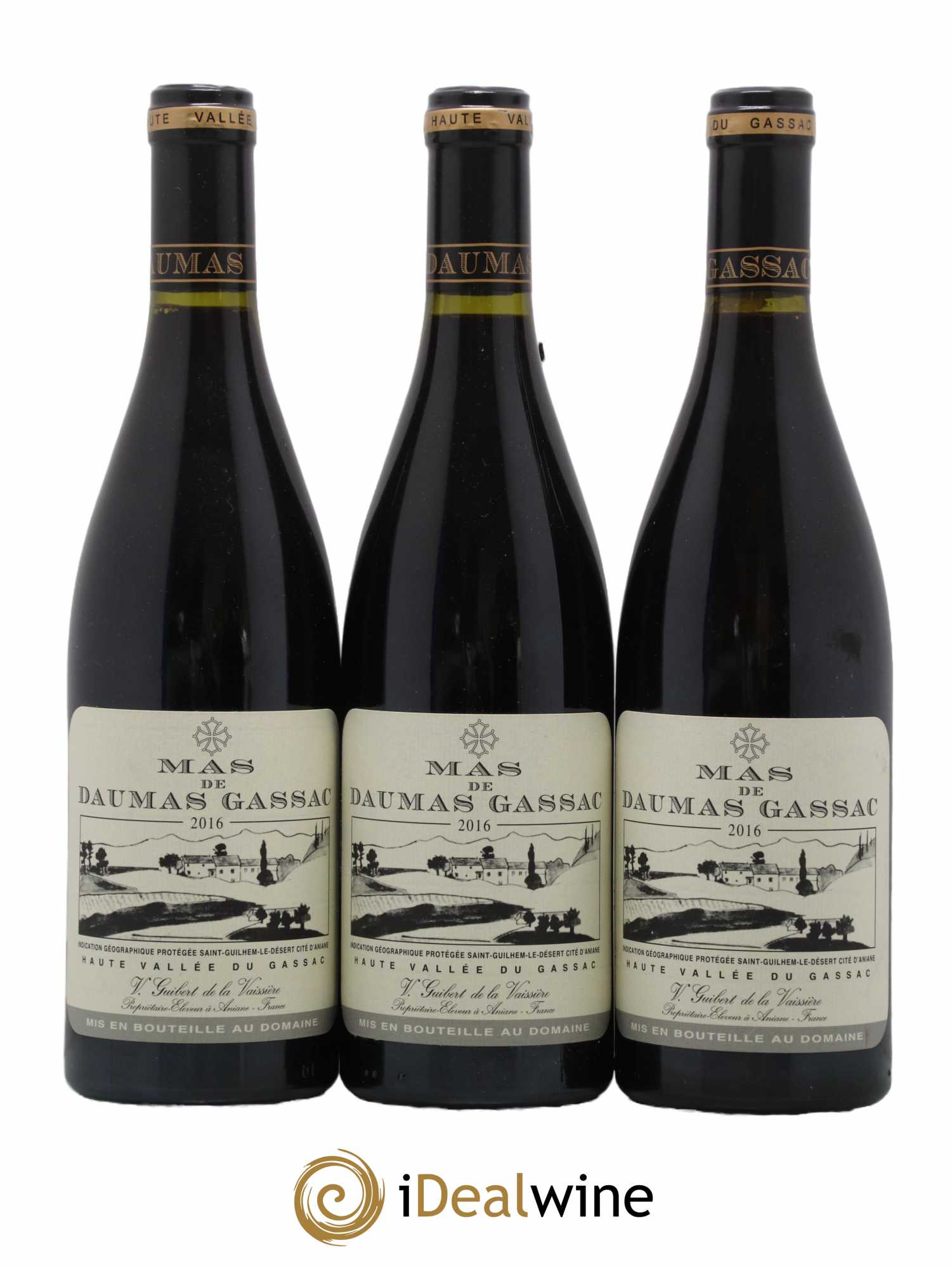 Saint-Guilhem-le-Désert - Cité d'Aniane Mas Daumas Gassac Famille Guibert de La Vaissière 2016 - Lot de 3 bouteilles - 0
