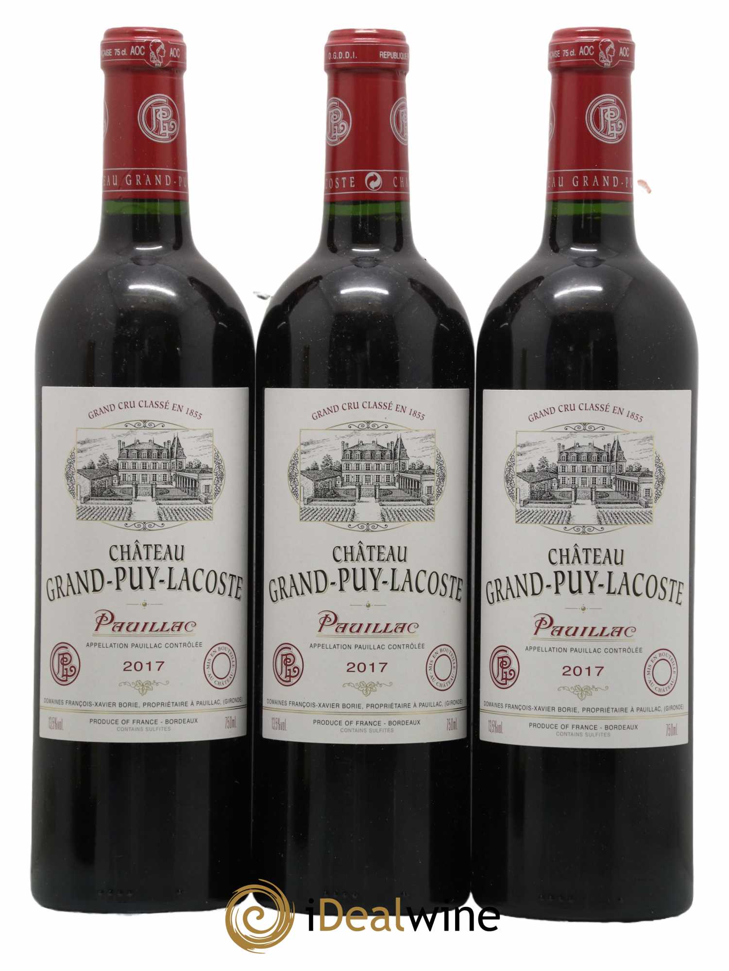 Château Grand Puy Lacoste 5ème Grand Cru Classé 2017 - Lot de 3 bouteilles - 0