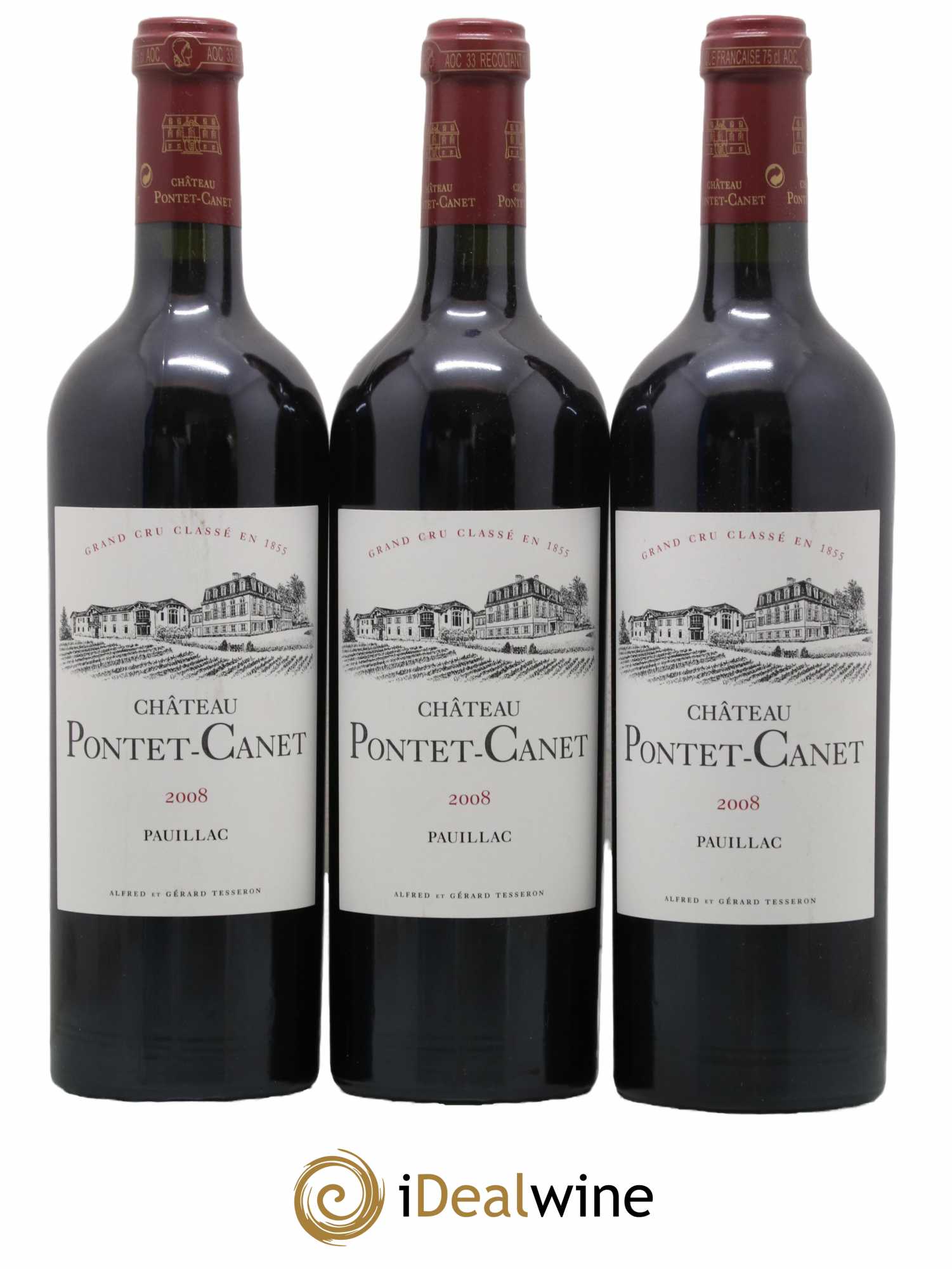 Château Pontet Canet 5ème Grand Cru Classé 2008 - Lot de 3 bouteilles - 0