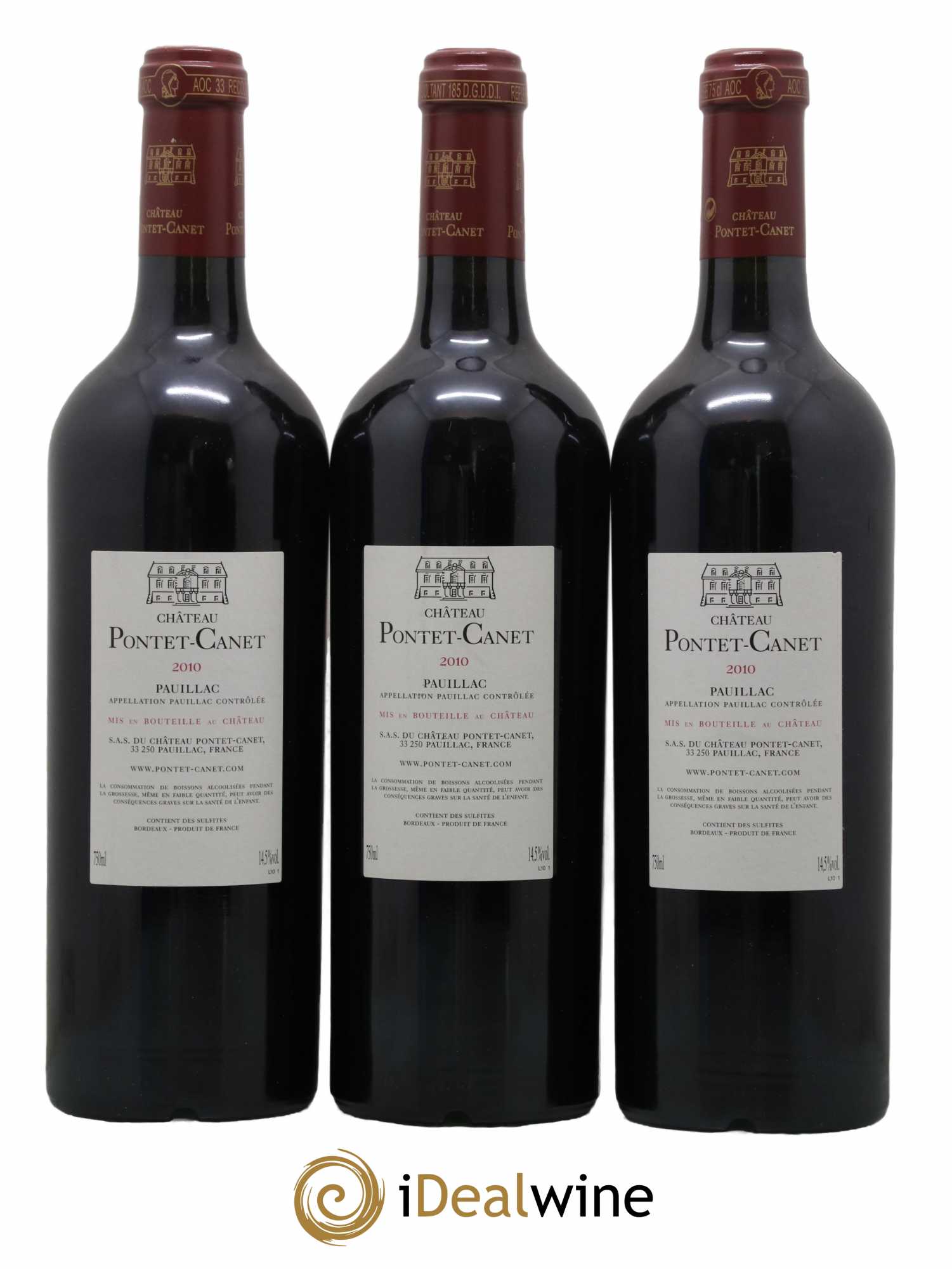 Château Pontet Canet 5ème Grand Cru Classé 2010 - Lot de 3 bouteilles - 1