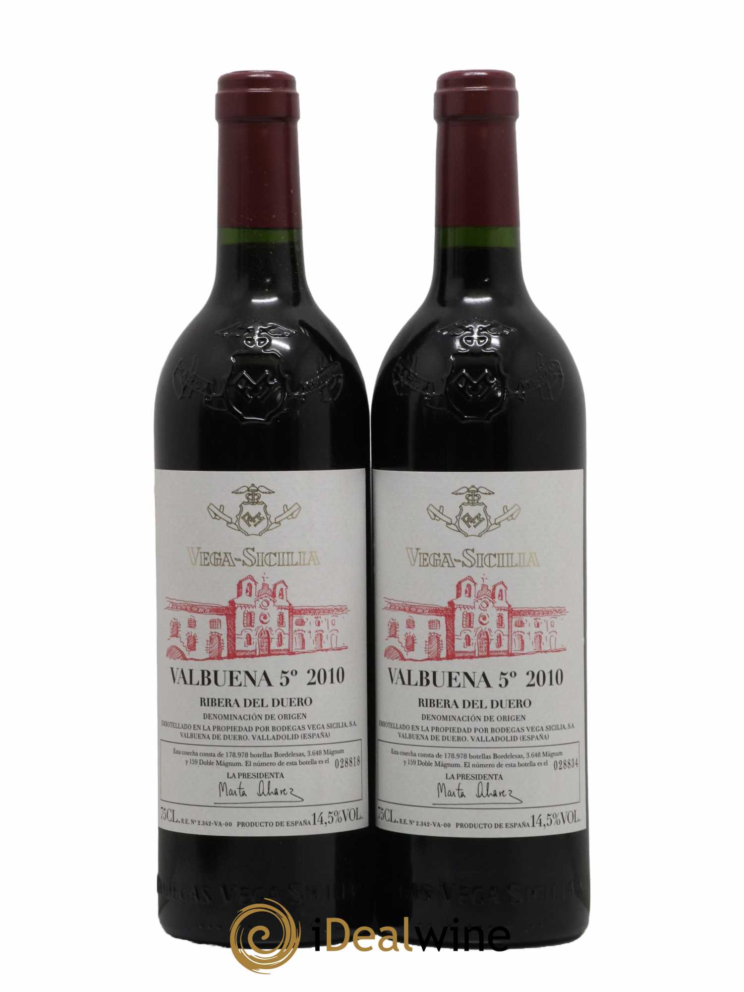 Ribera Del Duero DO Vega Sicilia Valbuena 5 ano Famille Alvarez 2010 - Lot de 2 bouteilles - 0