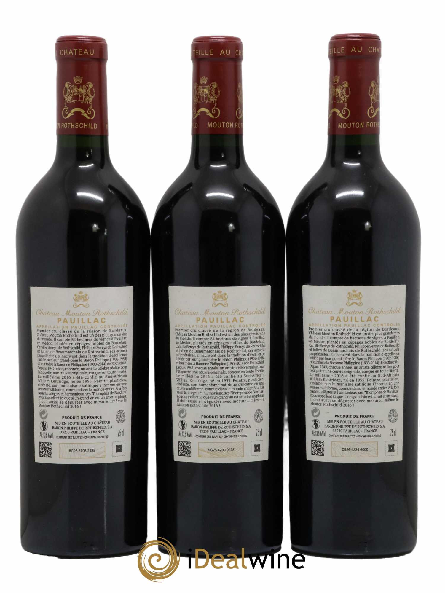 Château Mouton Rothschild 1er Grand Cru Classé 2016 - Lot de 3 bouteilles - 1