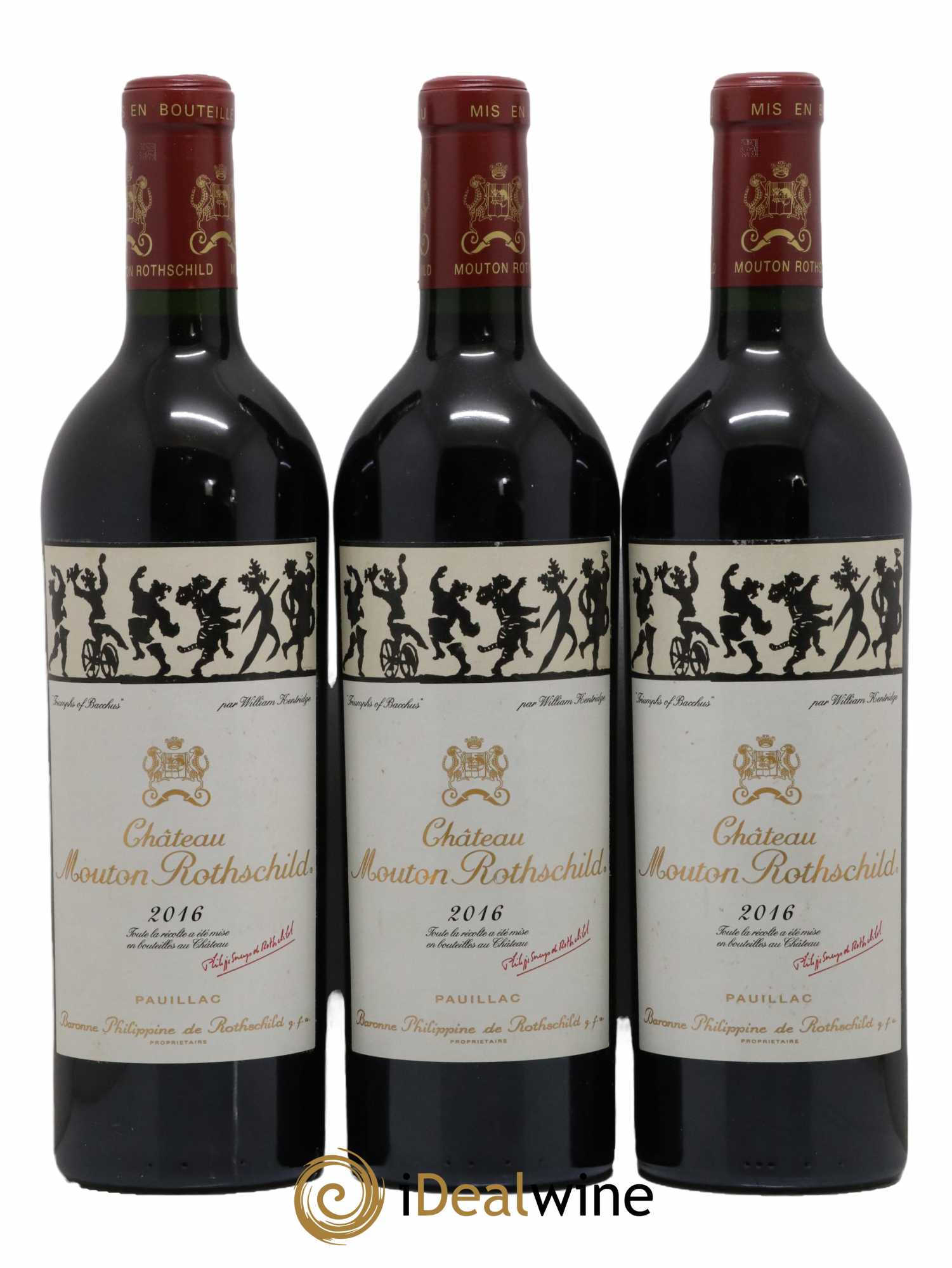 Château Mouton Rothschild 1er Grand Cru Classé 2016 - Lot de 3 bouteilles - 0