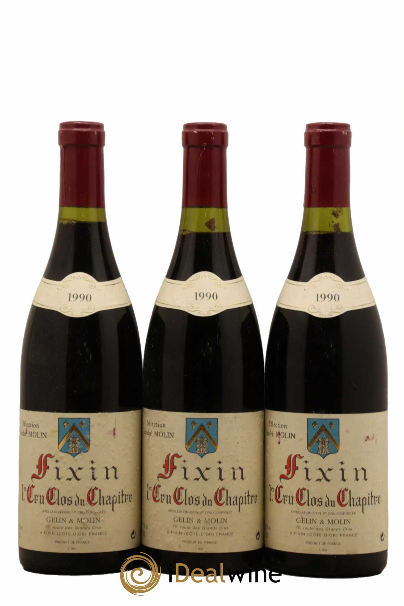 Fixin 1er Cru Clos Du Chapitre Gelin Molin 1990 - Lot de 3 bouteilles - 0