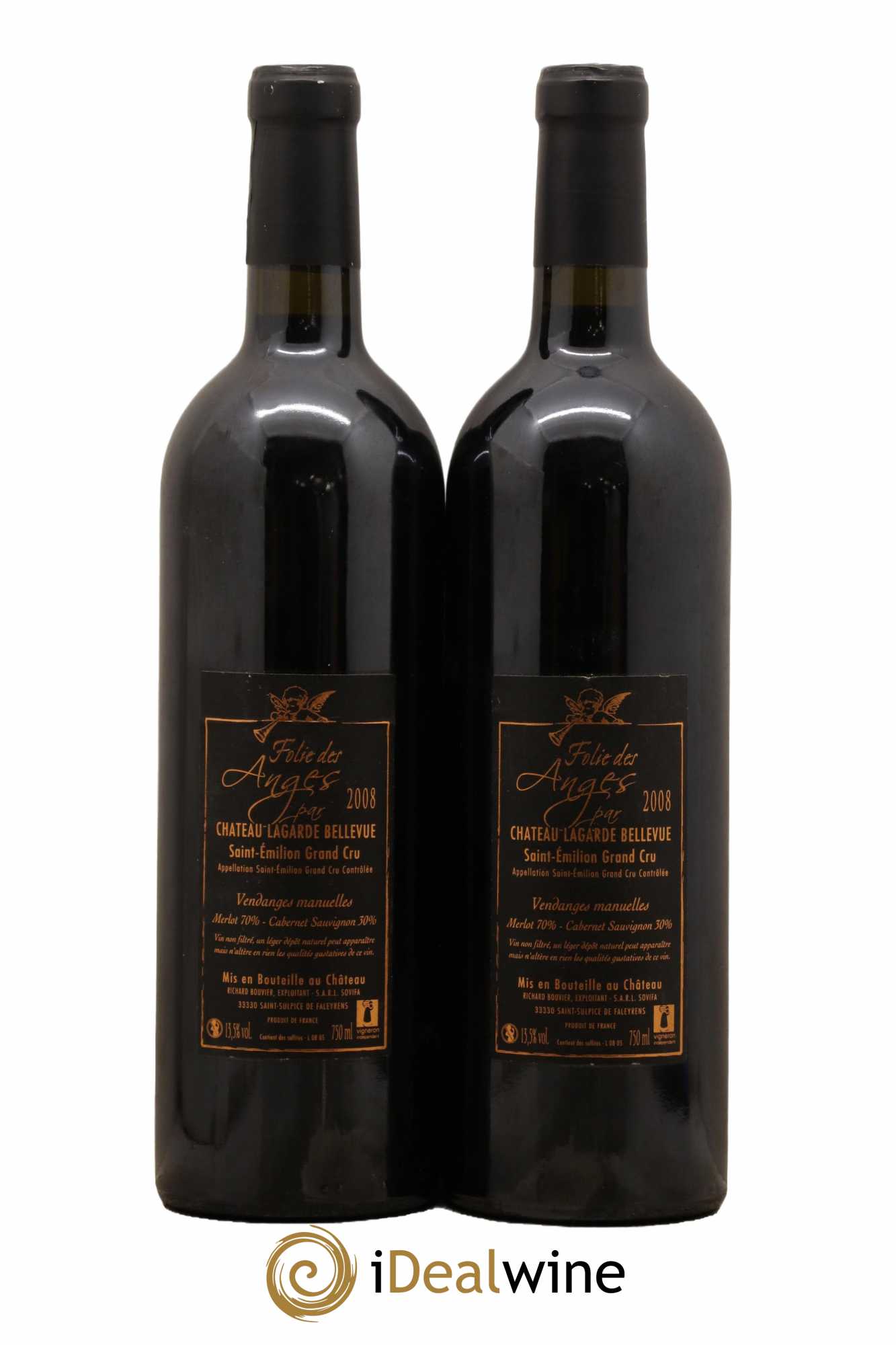 Saint-Émilion Grand Cru Folie Des Anges 2008 - Lot de 2 bouteilles - 1