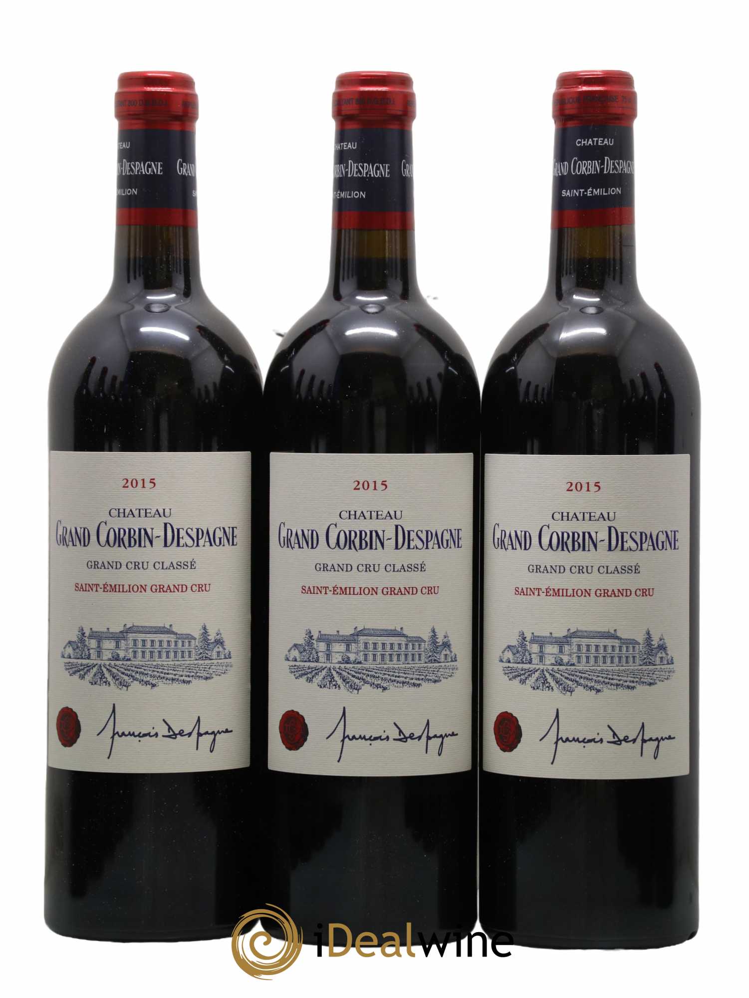 Château Grand Corbin Grand Cru Classé 2015 - Lotto di 12 bottiglie - 1