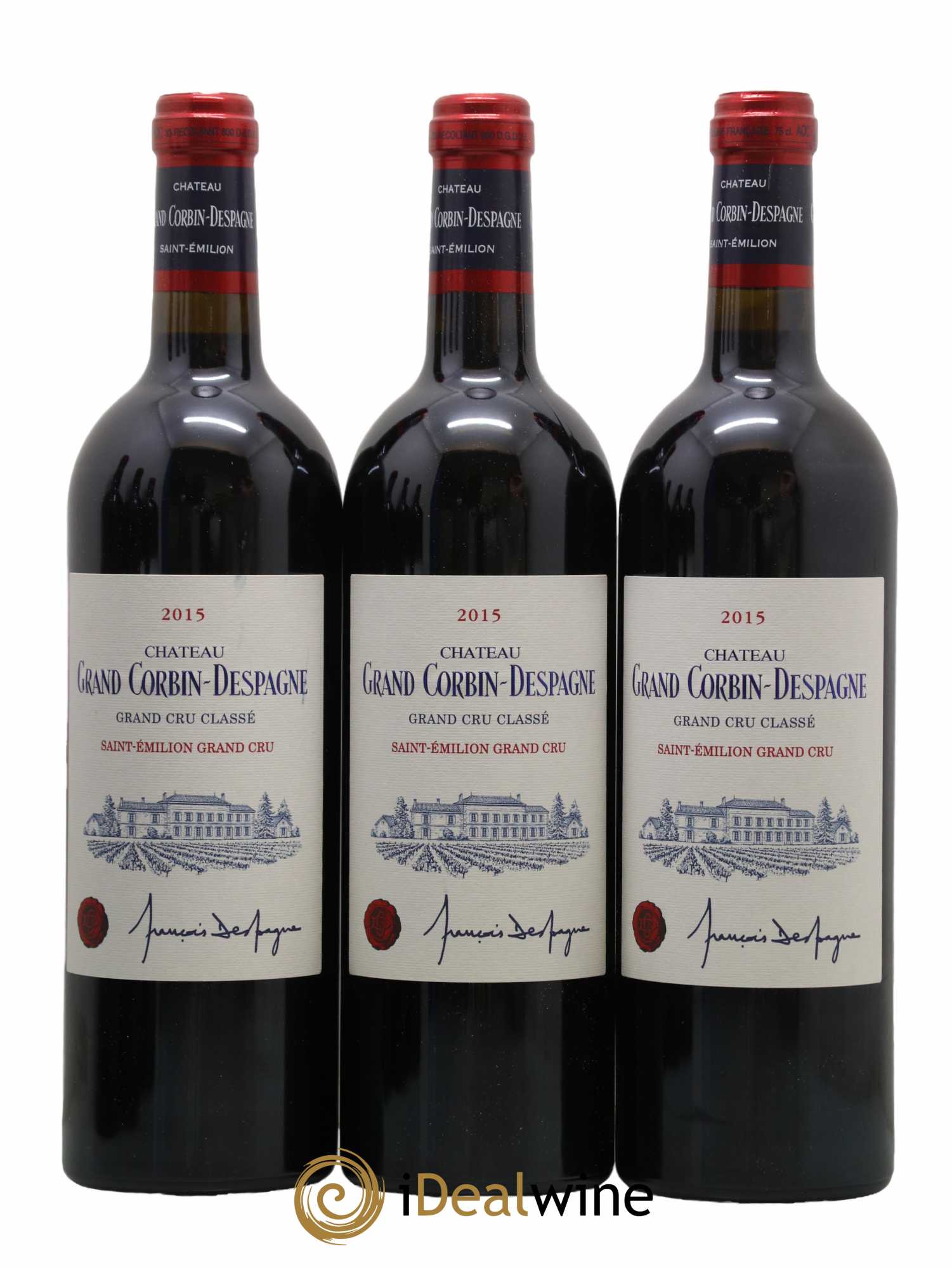 Château Grand Corbin Grand Cru Classé 2015 - Lotto di 12 bottiglie - 3