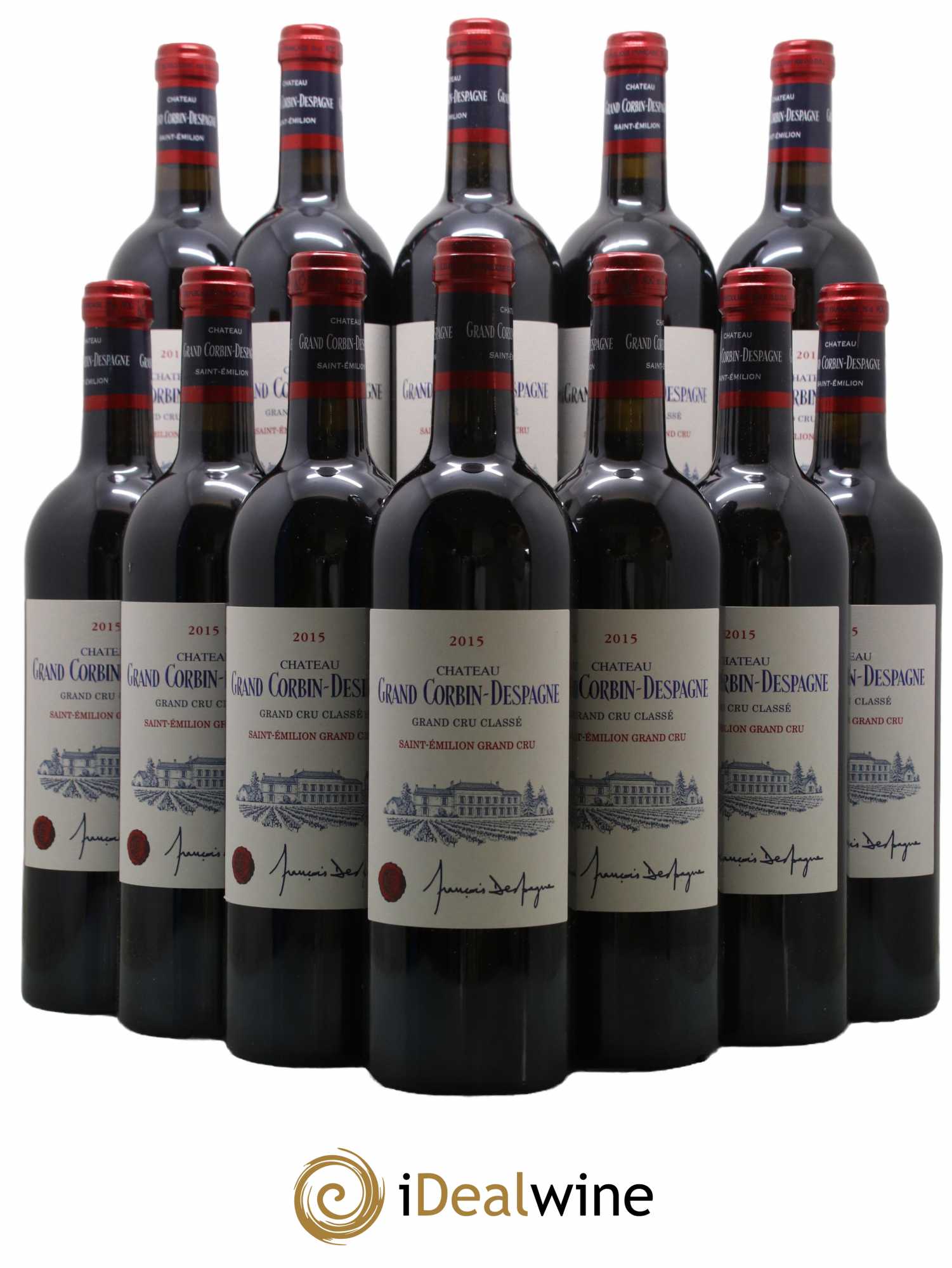 Château Grand Corbin Grand Cru Classé 2015 - Lotto di 12 bottiglie - 0