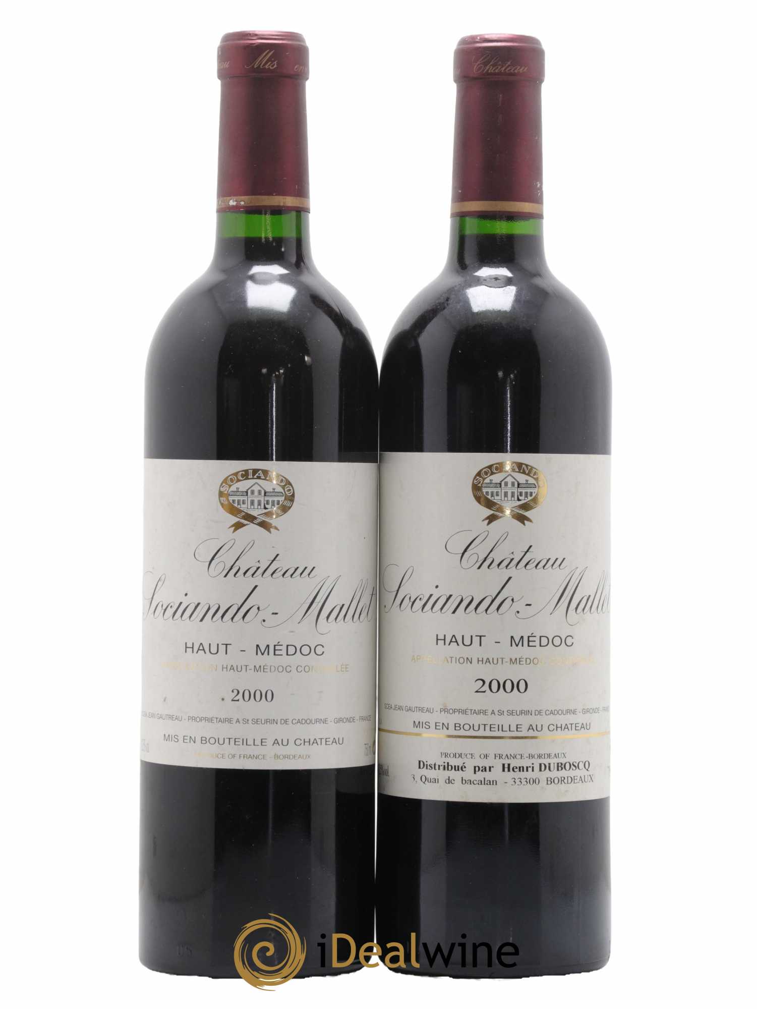 Château Sociando Mallet 2000 - Lot de 2 bouteilles - 0