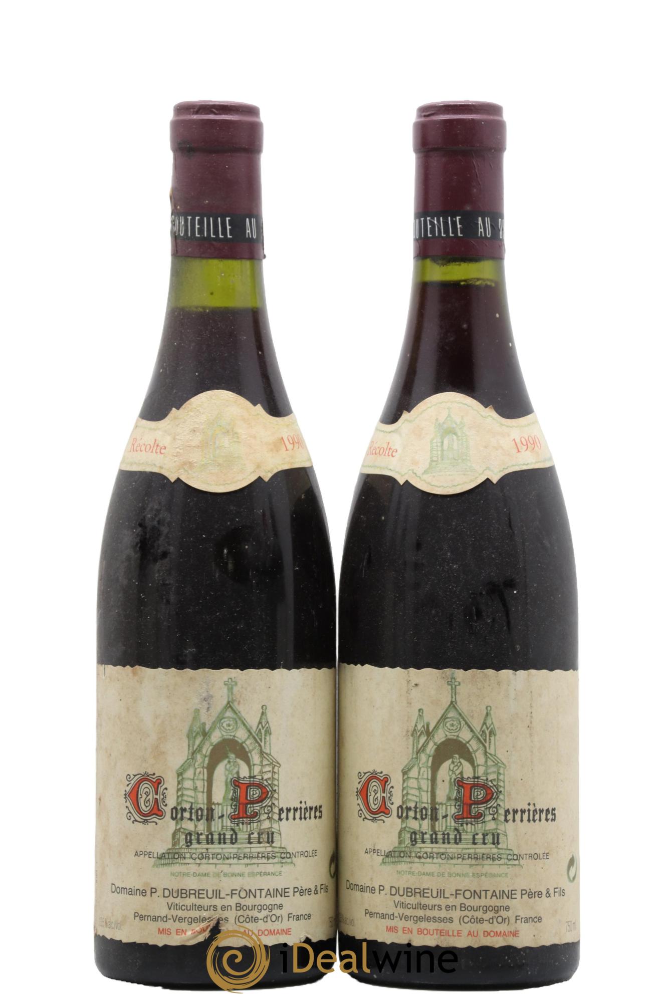 Corton Grand Cru Perrières Dubreuil-Fontaine (Domaine) Perrieres Domaine P Dubreuil Fontaine 1990 - Lot de 2 bouteilles - 0