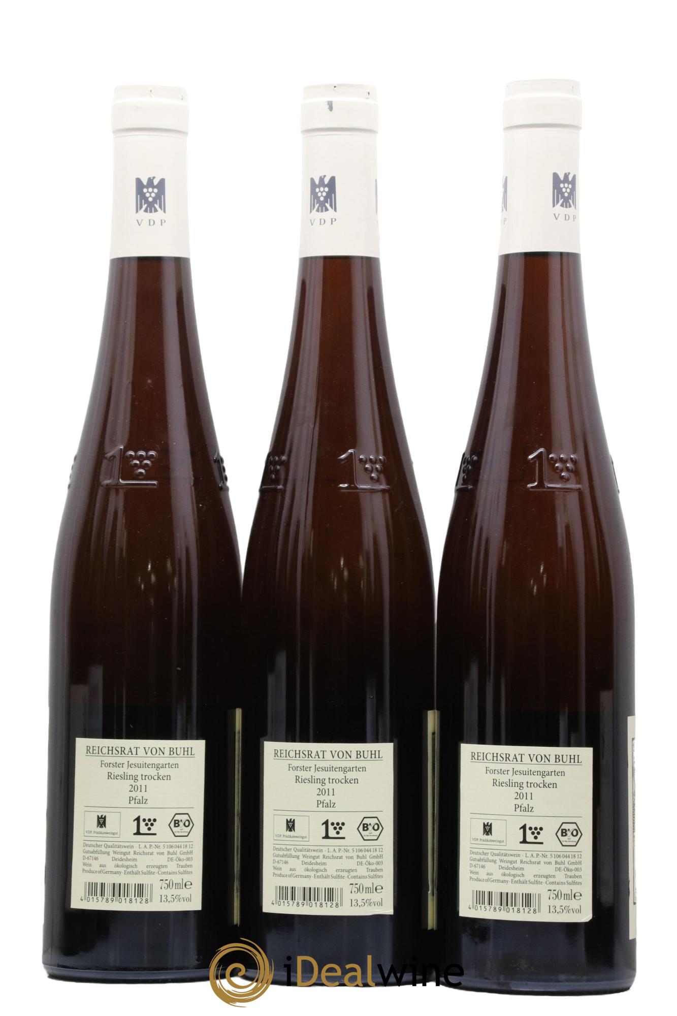 Allemagne Pfalz Riesling Trocken Jesuistengarten GG Reichsrat Von Buhl 2011 - Lot de 3 bouteilles - 1