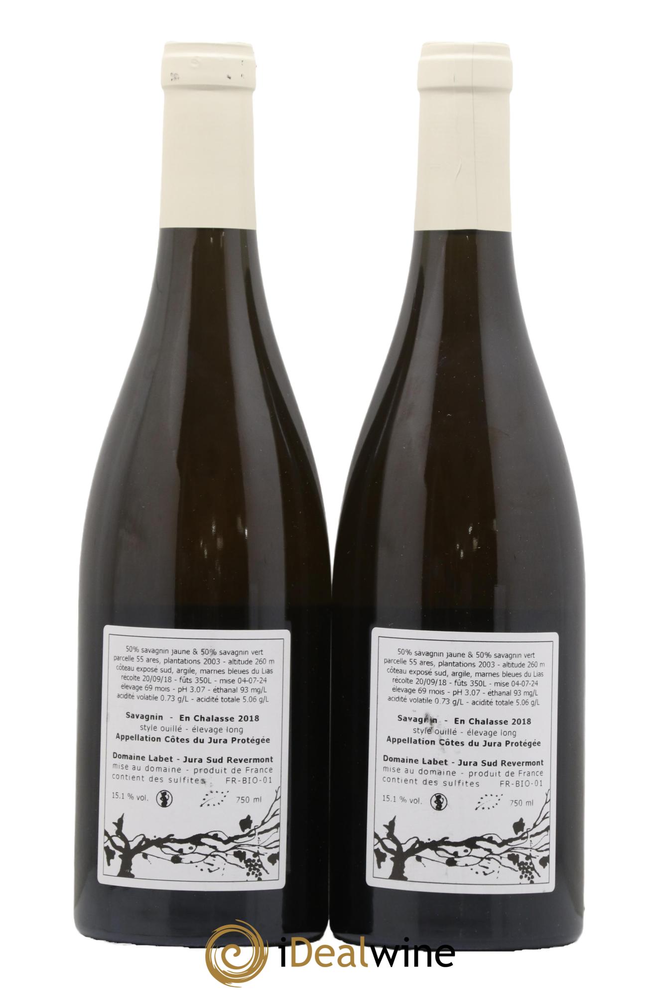 Côtes du Jura Savagnin en Chalasse Elevage Long Romain - Julien  - Charline Labet 2018 - Lot de 2 bouteilles - 1