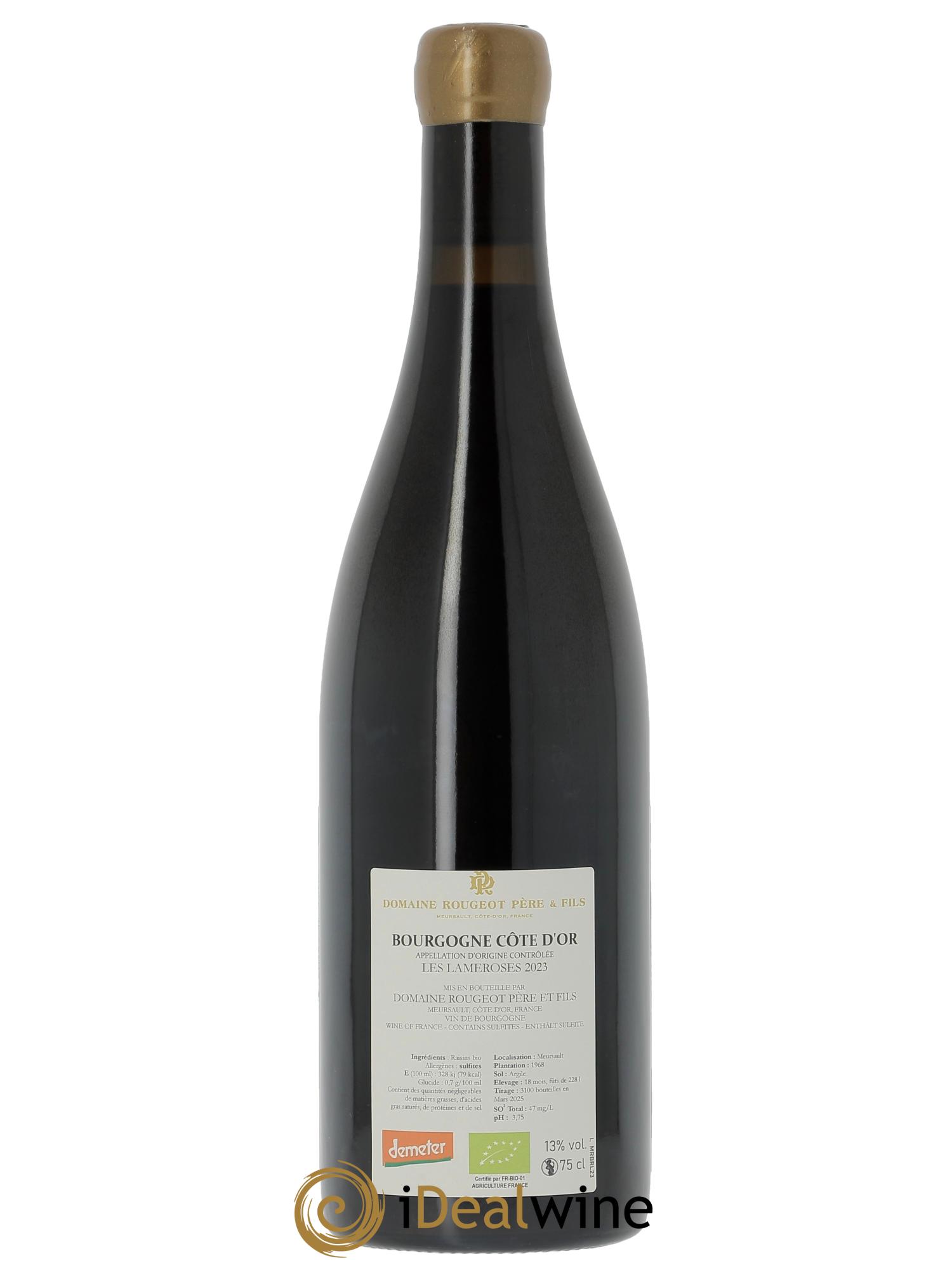 Bourgogne Côte-d'Or Les Lameroses Sans sulfite ajouté Rougeot Père et Fils  2023 - Posten von 1 Flasche - 1