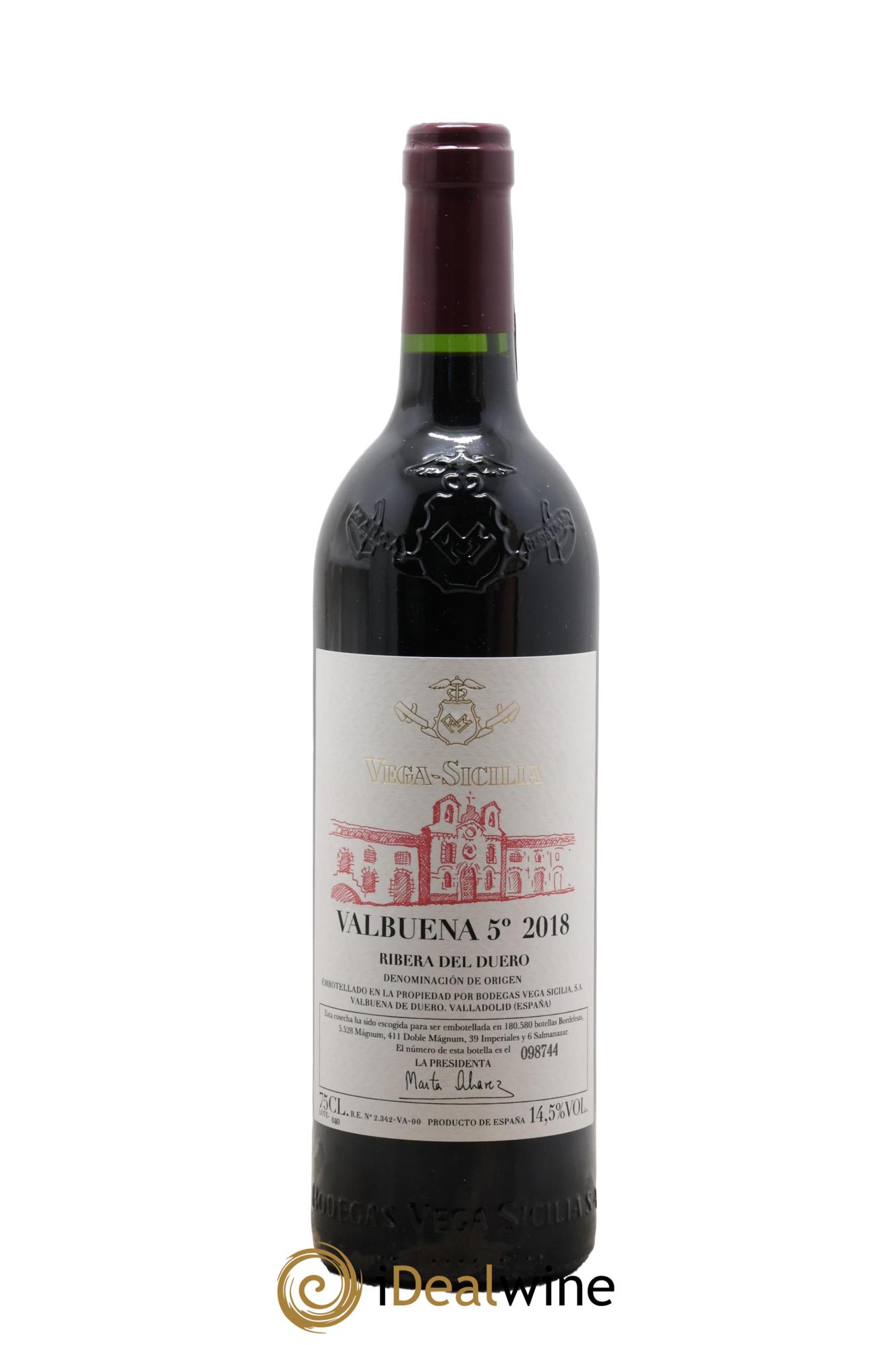 Ribera Del Duero DO Vega Sicilia Valbuena 5 ano Famille Alvarez 2018 - Lot of 1 bottle - 0