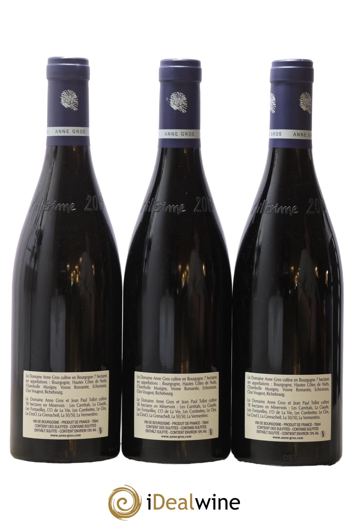 Clos de Vougeot Grand Cru Le Grand Maupertui Anne Gros 2019 - Lot of 3 bottles - 1