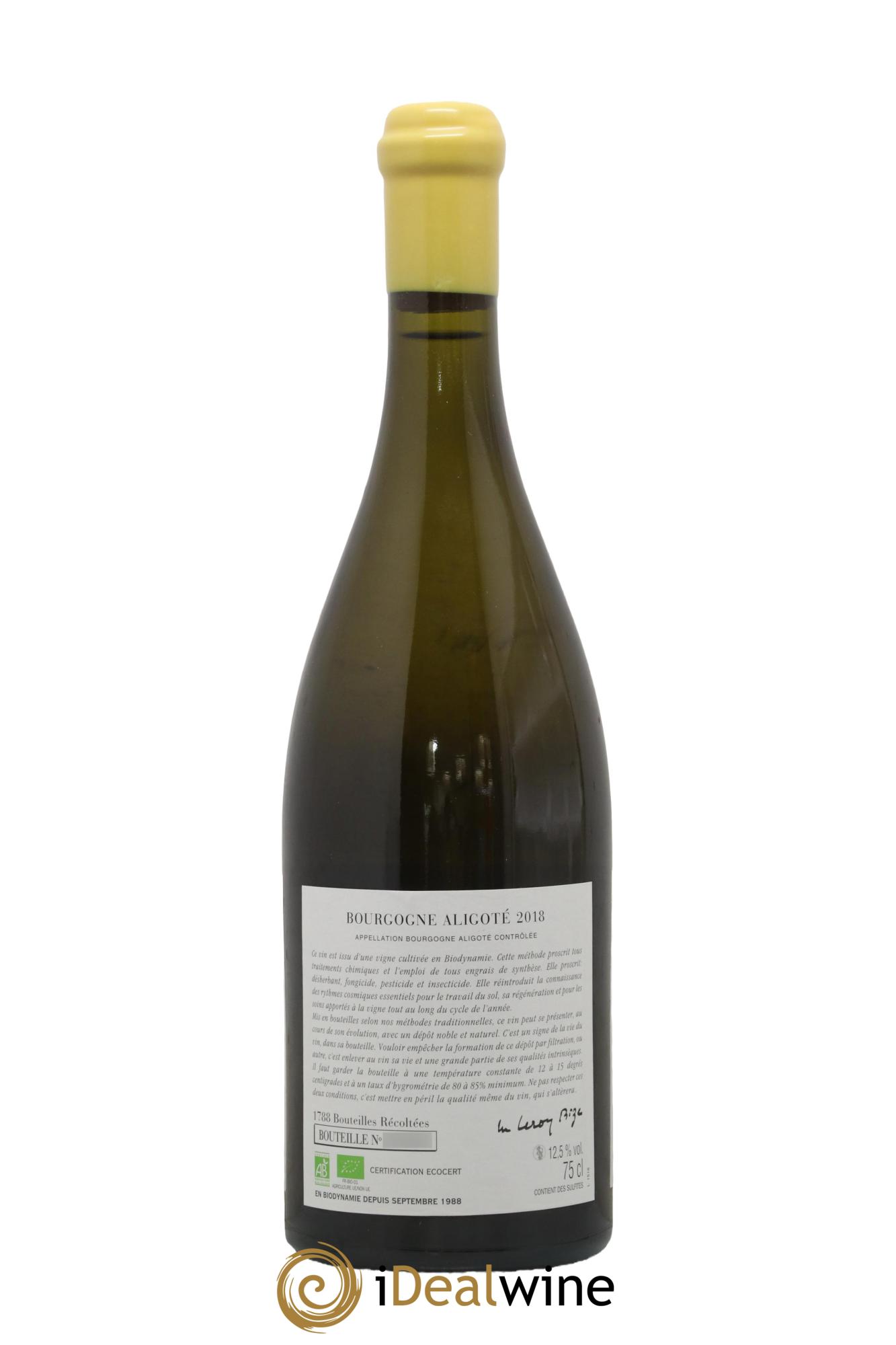 Bourgogne Aligoté Sous Chatelet d'Auvenay (Domaine) 2018 - Lot de 1 bouteille - 1