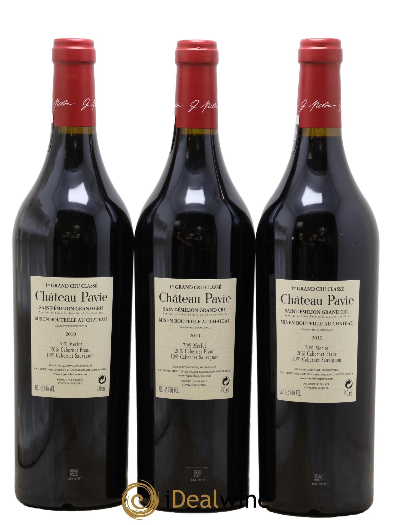 Château Pavie 1er Grand Cru Classé A 2010 - Lot of 3 bottles - 1