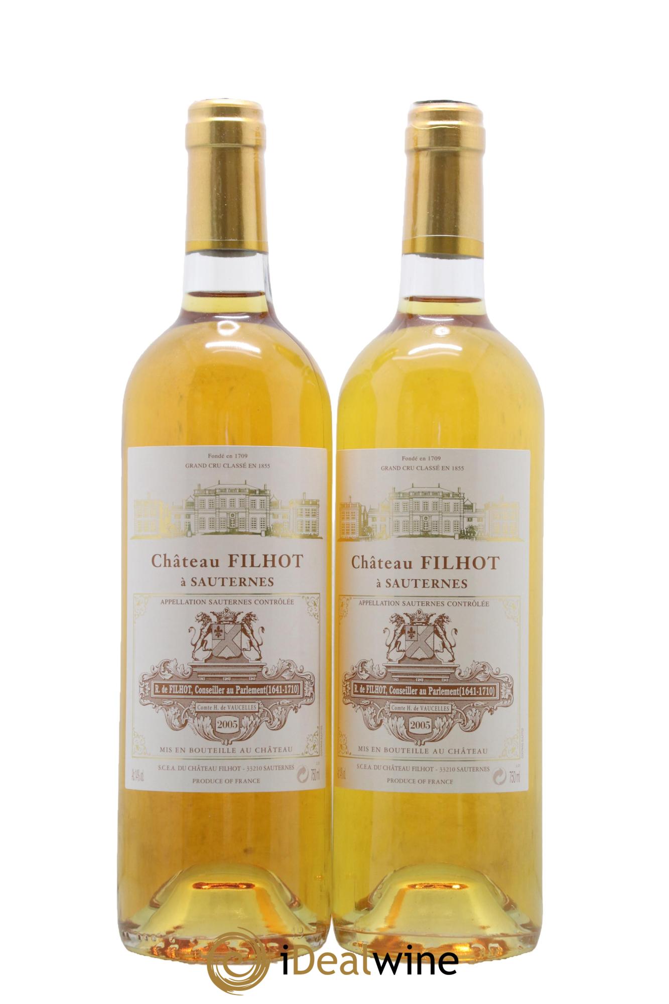 Château Filhot 2ème Grand Cru Classé 2005 - Lotto di 2 bottiglie - 0